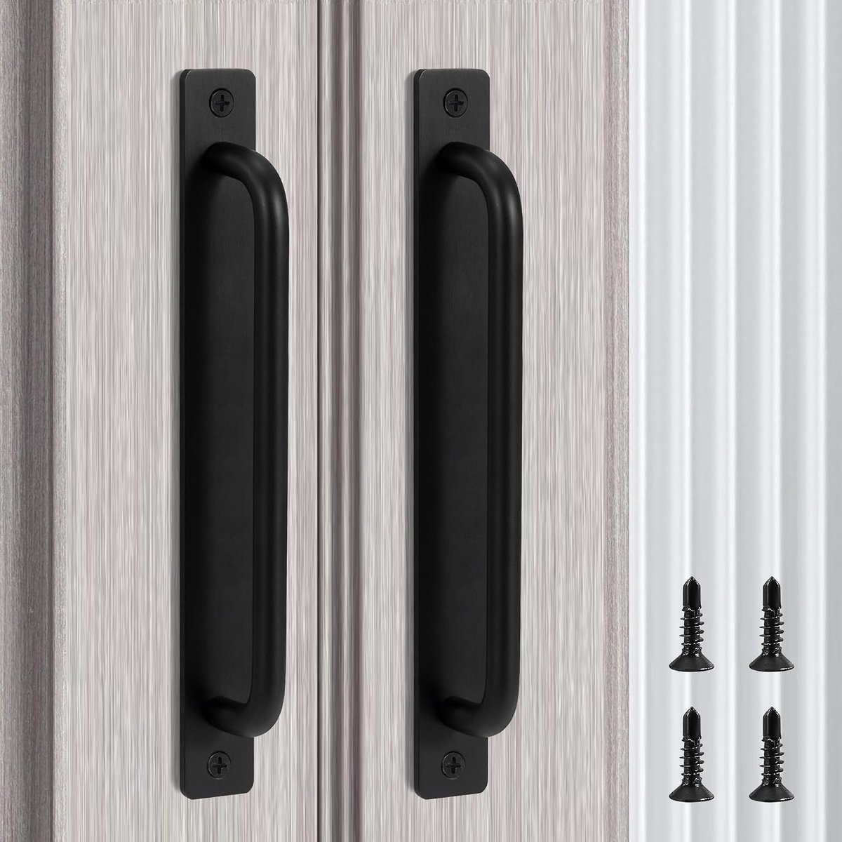 Deurknop met achterplaat 212 mm - zwart aluminium - modern design - perfect voor kast en garage - ShopVlot