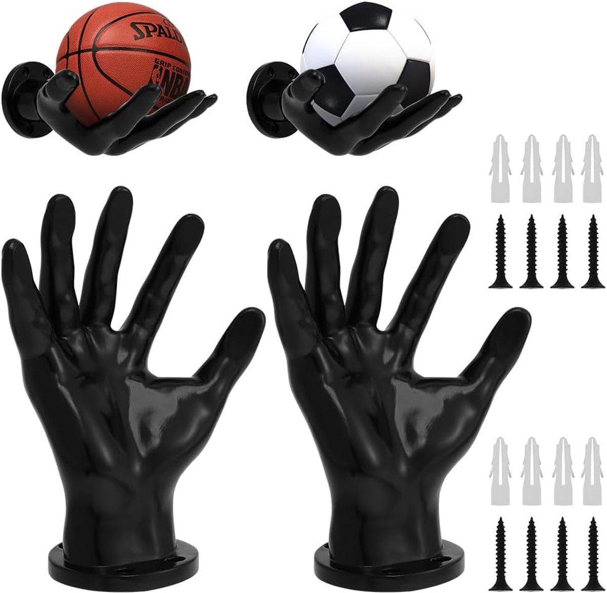 wandballenhouder ultra veilig - universeel voor voetbal, basketbal, volleybal - PVC zwart - eenvoudig te installeren - ShopVlot