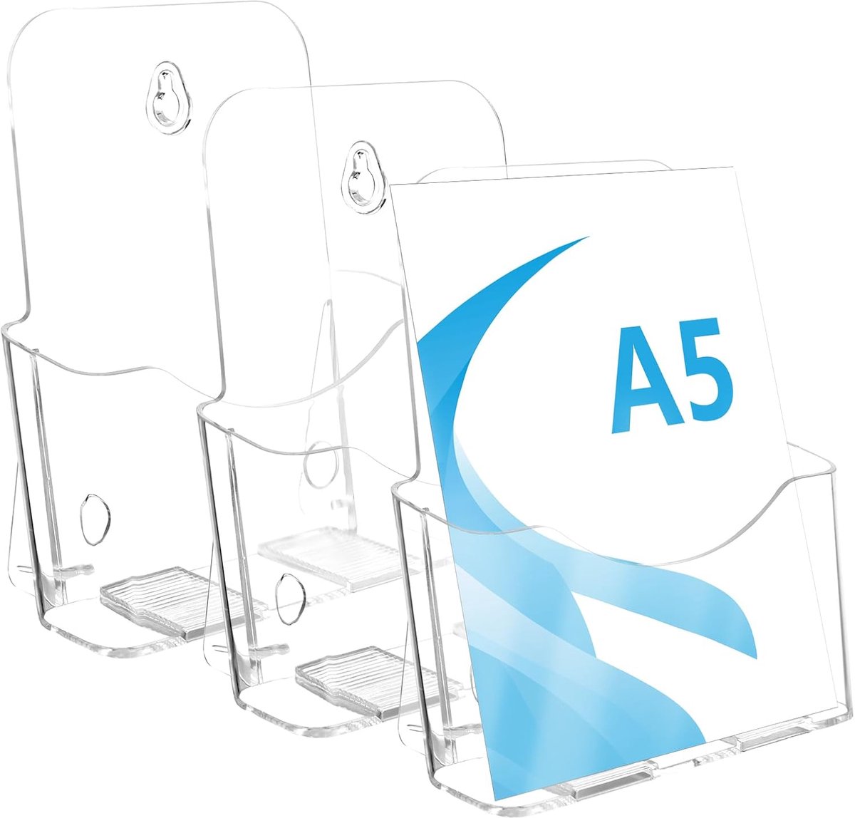 A5 brochurehouder 3 stuks - 3 mm acryl - transparant ontwerp - ideaal voor menu's en flyers - ShopVlot