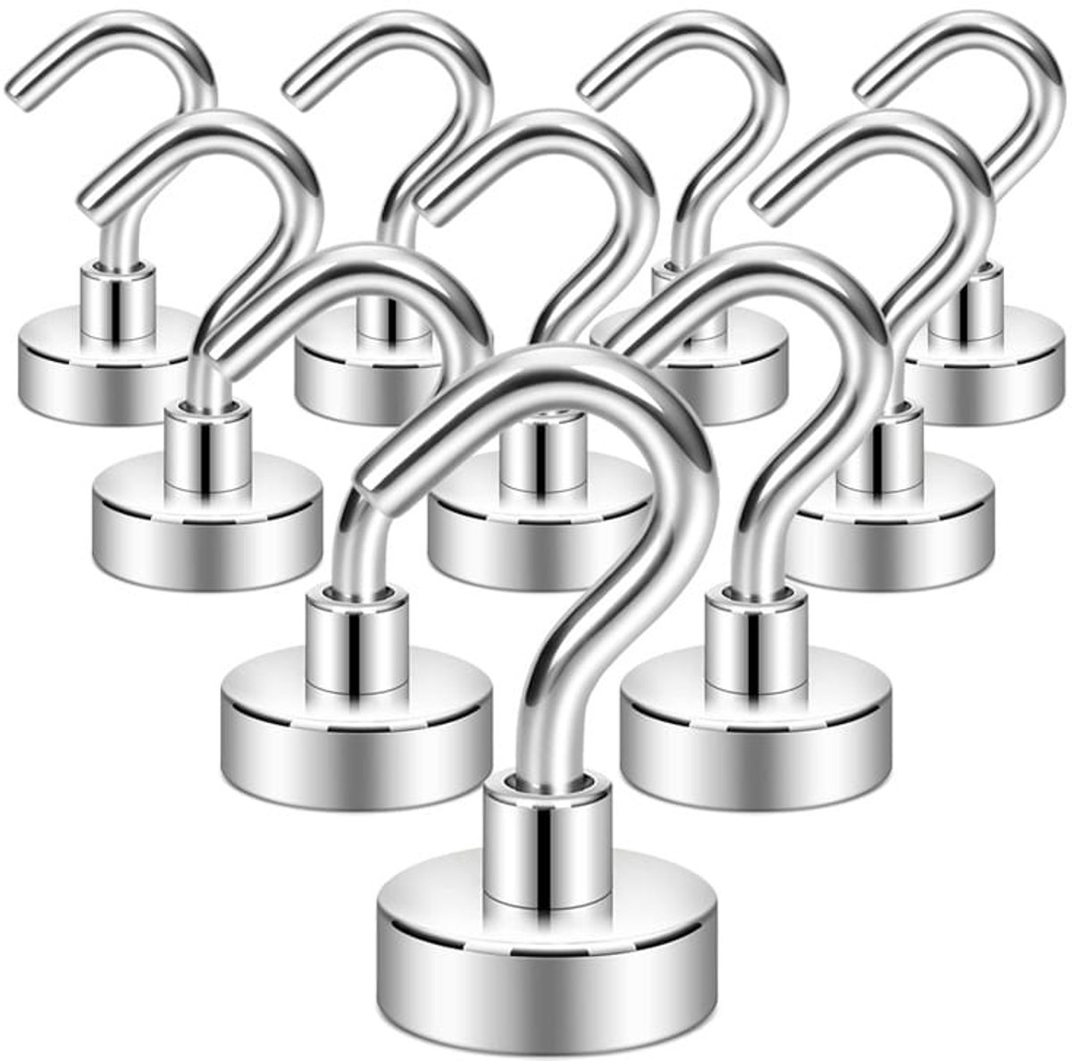 20 Stuks Sterke Magneethaken - Zilver - Magnetische haken - Magnetische muursticker - Voor ijzeren deuren- Koelkasten- Keukens - Kledingrek - LOUZIR