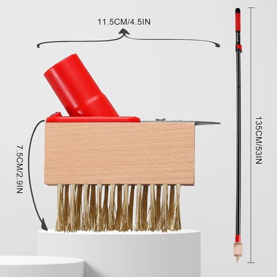 NIVA® Onkruidborstel - 3 Onkruidverwijderborstels - Voor Tuin en Terras - Zwart/Rood - 12cm x 4cm x 135cm van Niva — afbeelding 2