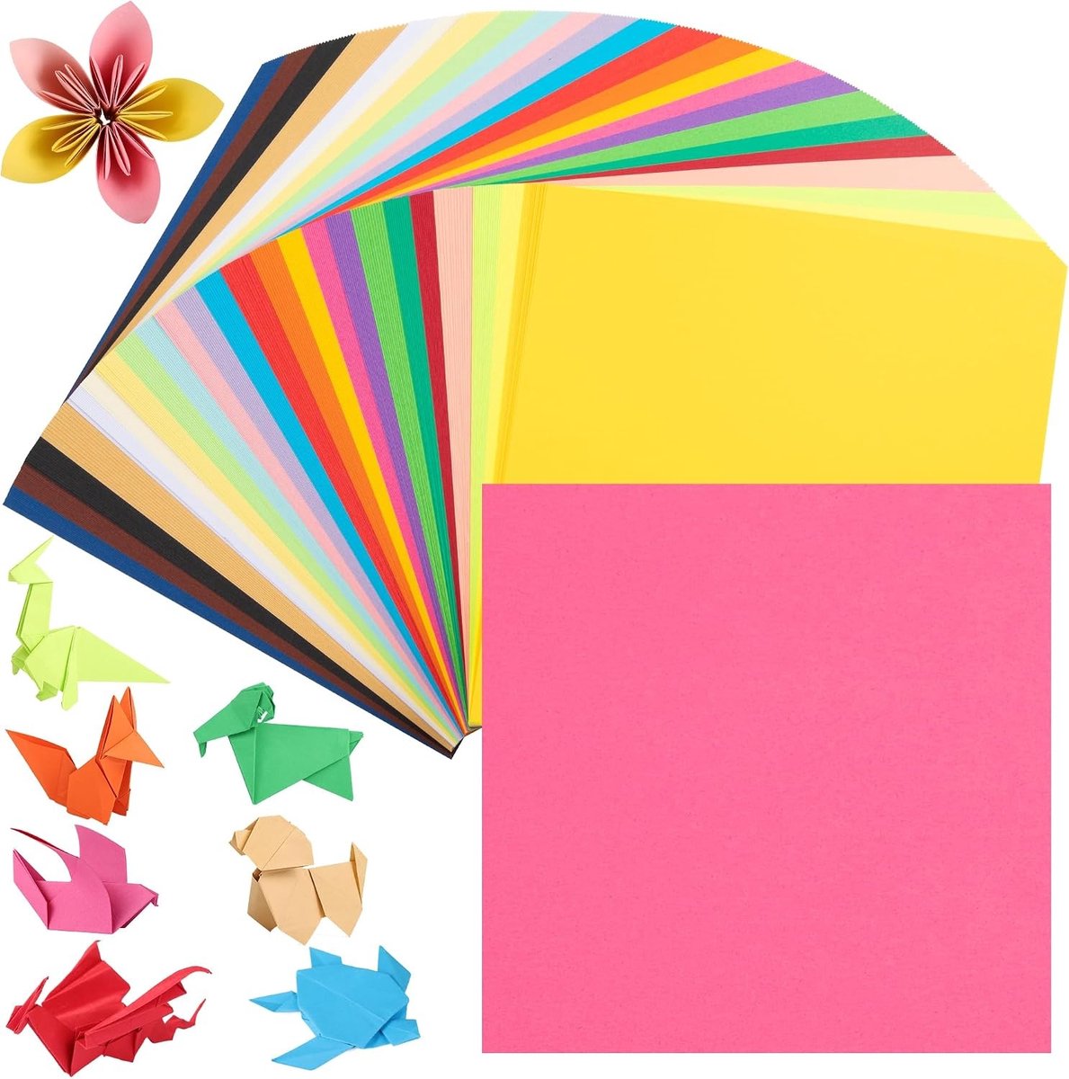 Kleurig Origami Papier, 25 Felle Kleuren, 300 Vellen 15×15 cm, 70gsm - Dubbelzijdig Vierkant Vouwpapier voor DIY Kunst, Knutselen en Decoratie voor Kinderen en Volwassenen