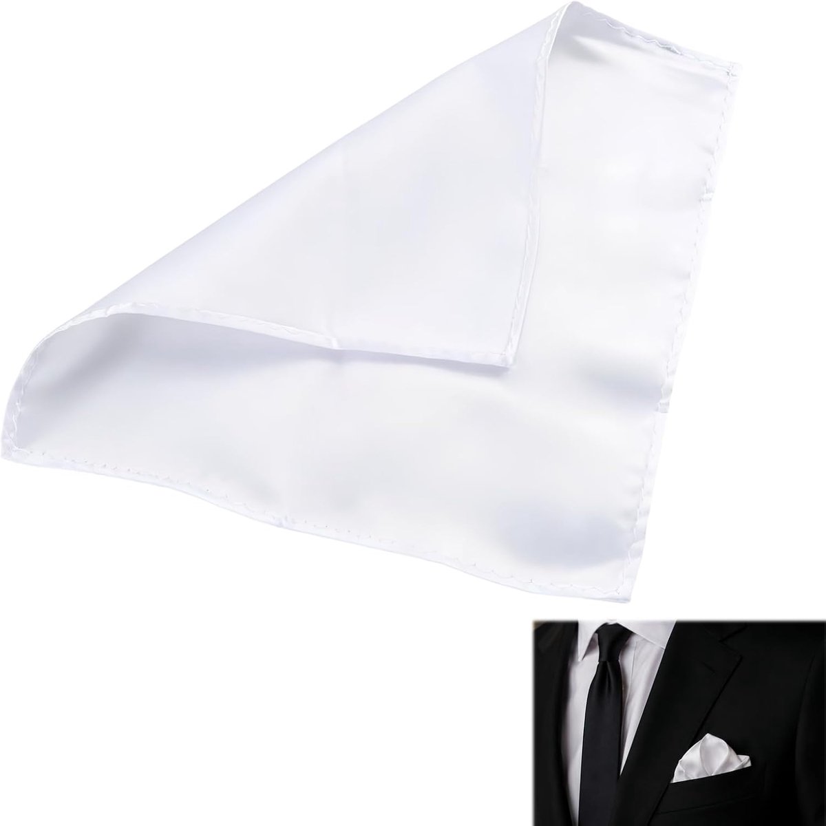 Kostuumtas heren 35 cm - zijdeachtige textuur - vierkante zakdoek - perfect voor bruiloft - ShopVlot