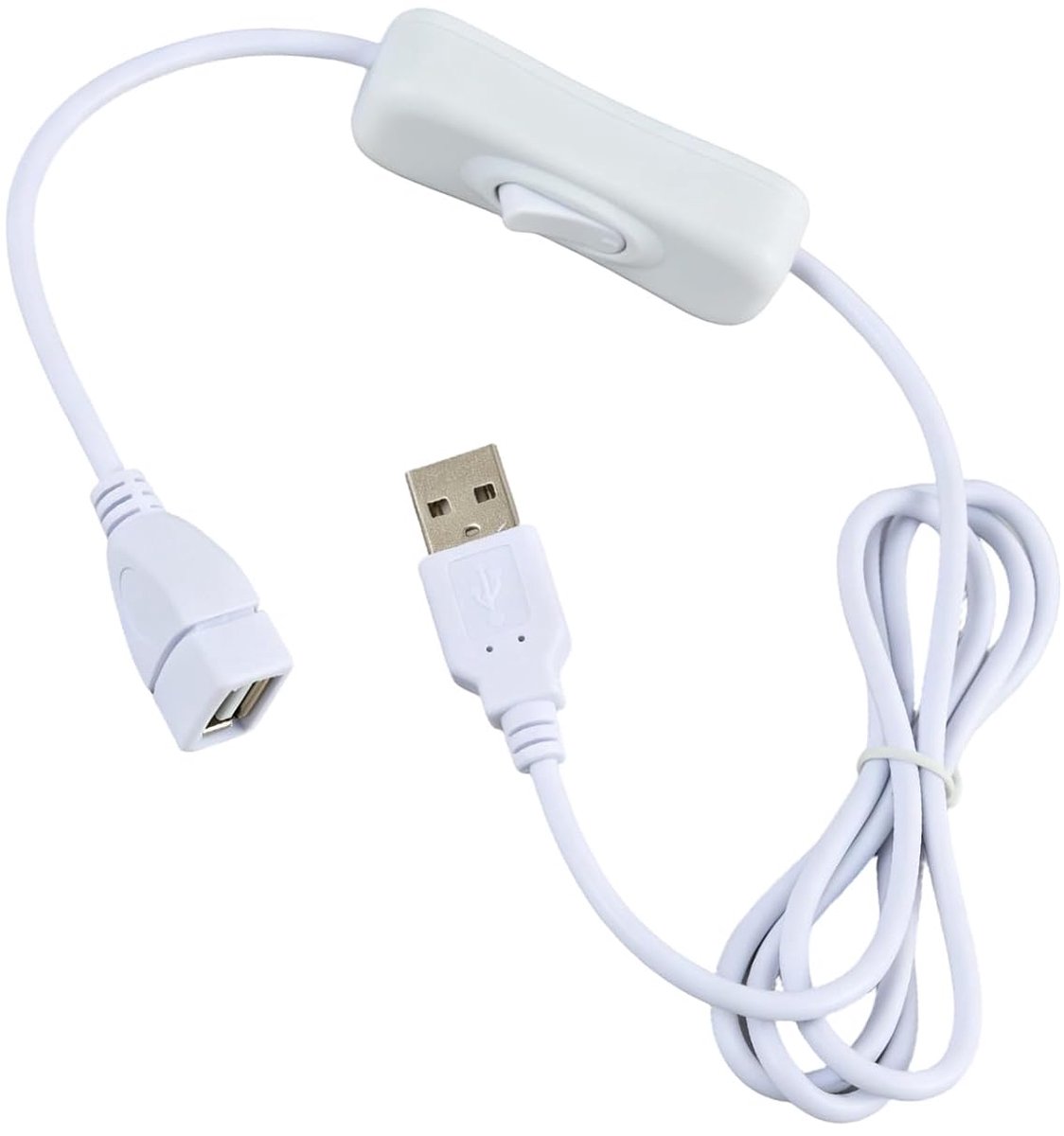 USB 2.0 Verlengkabel met Schakelaar - 1m Wit - Voor LED Lampen en Energiezuinige Apparaten - Eenvoudige Bediening - ShopVlot