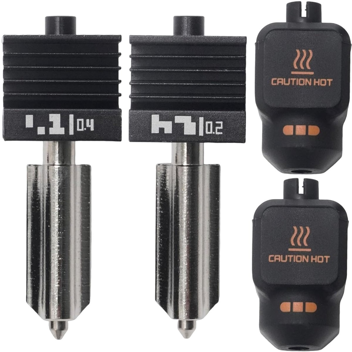 2 sets 3D-printverwarmingssets, 0,2 mm + 0,4 mm gehard stalen mondstuk, compatibel met Bambu Lab X2D/P2S - ShopVlot