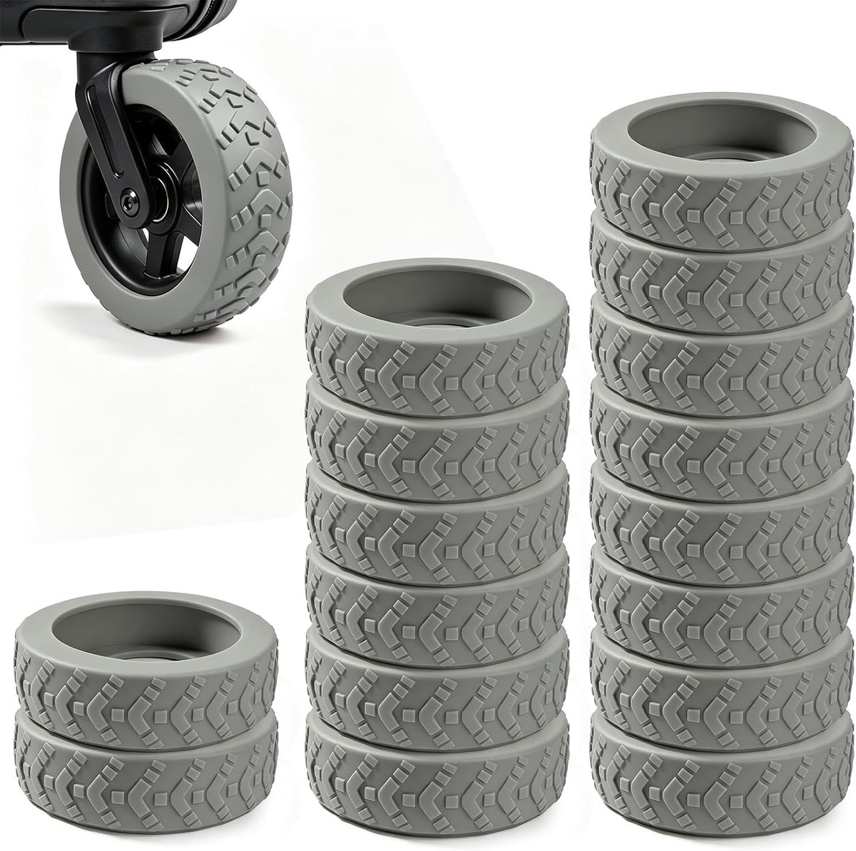 16 stuks kofferwielen, rubberen bescherming, antislip wielbescherming voor kofferwielen, kofferwielbescherming - ShopVlot