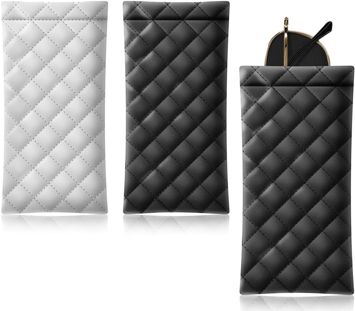 2 x Soft Glasses Cases for Sunglasses, Portable Soft Glasses Case for 2 Sunglasses, Squeeze Top for Women Men - ShopVlot