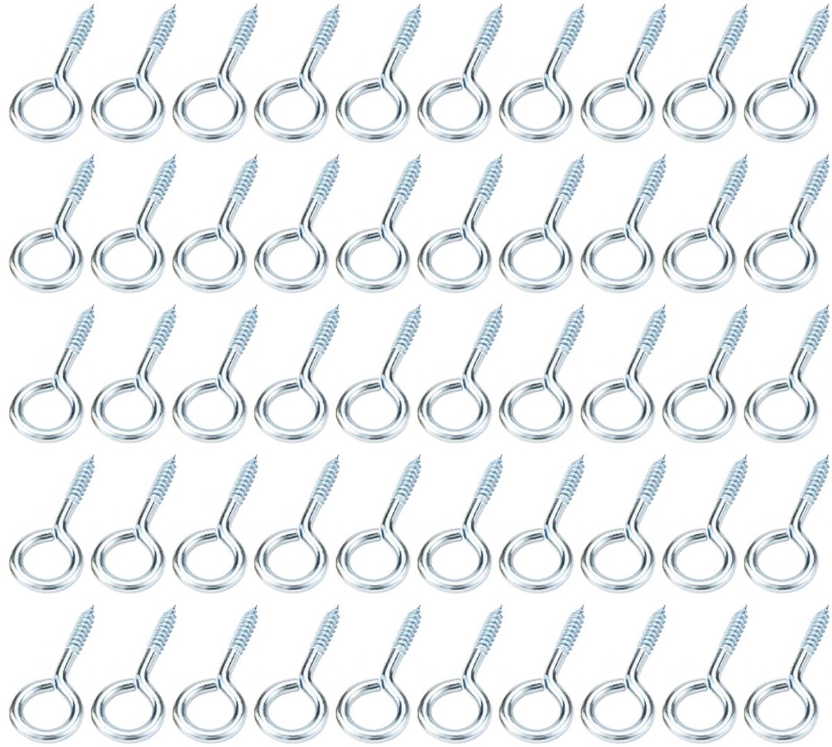 50 stuks oogschroeven, 20 mm zelftappende haken met ring, verzinkt staal oogschroef voor doe-het-zelf handwerk - ShopVlot