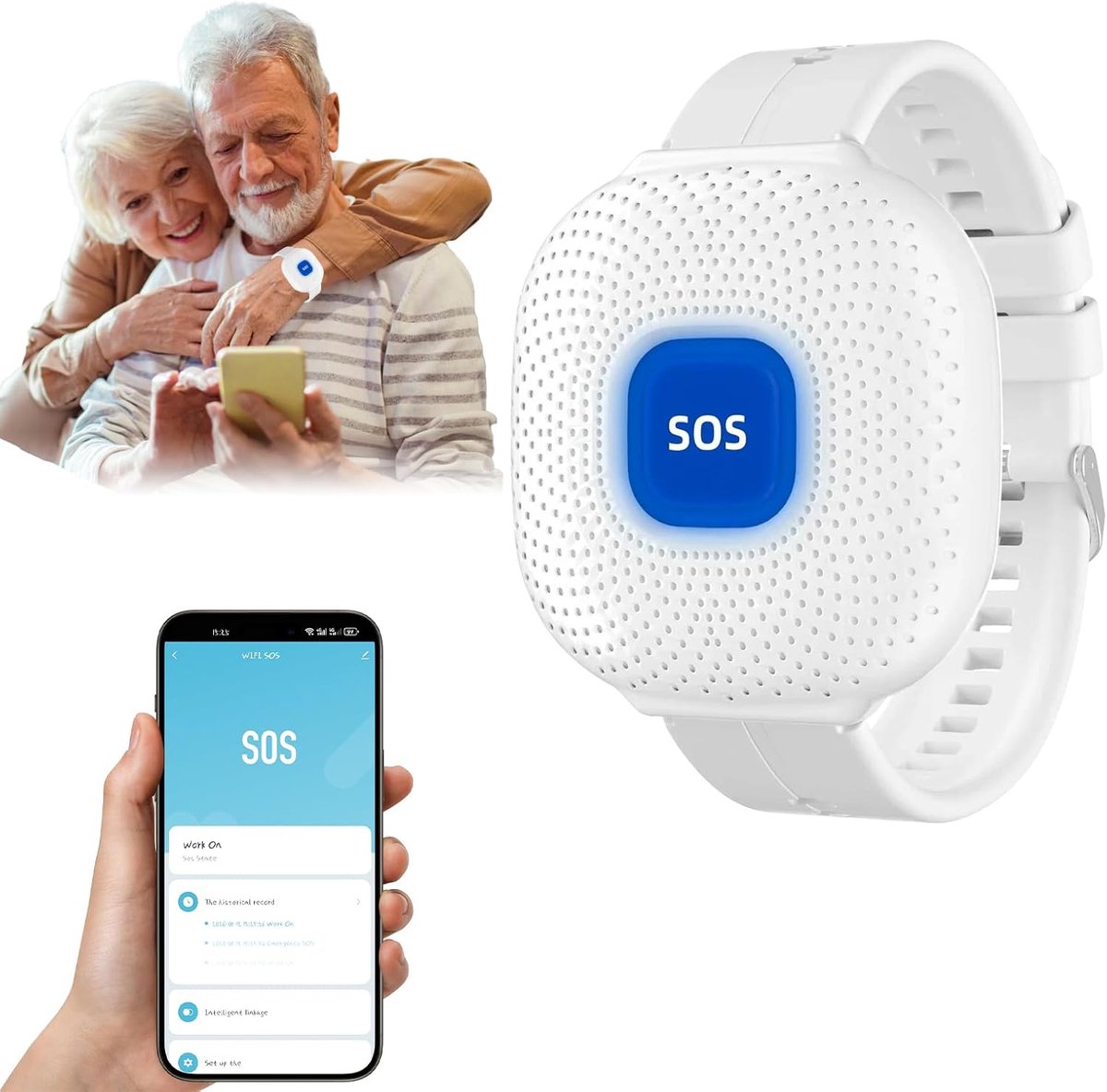 WiFi Elderly Alarm Call Button Rechargeable SOS Panic Call Button Tuya WiFi Smart Alarm Watch Linked to Phone Personal - ShopVlot