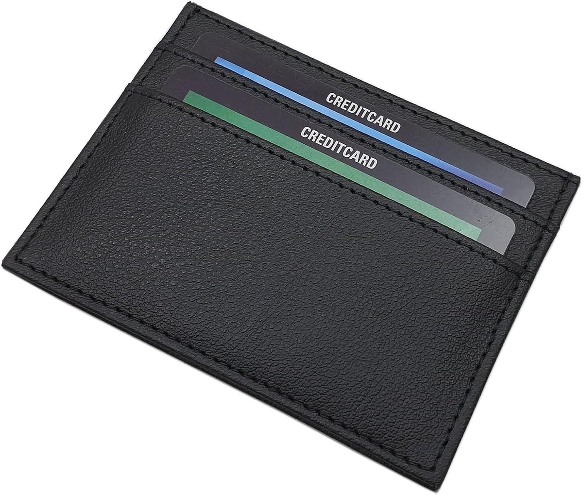 myledershop Extra Flat Faux Leather Credit Card Holder/Business Card Case/Card Case/Credit Card Holder in Black - ShopVlot