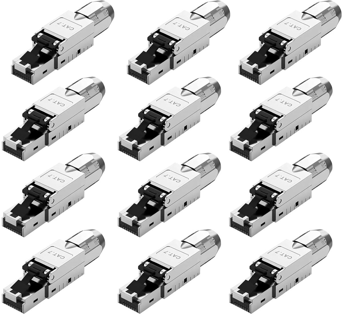 12 x CAT 7 RJ45 Plug Network Plug for Rigid LAN Cable, Installation Cable, Ethernet, LAN Plug, Cat 7 Toolless LSA - ShopVlot