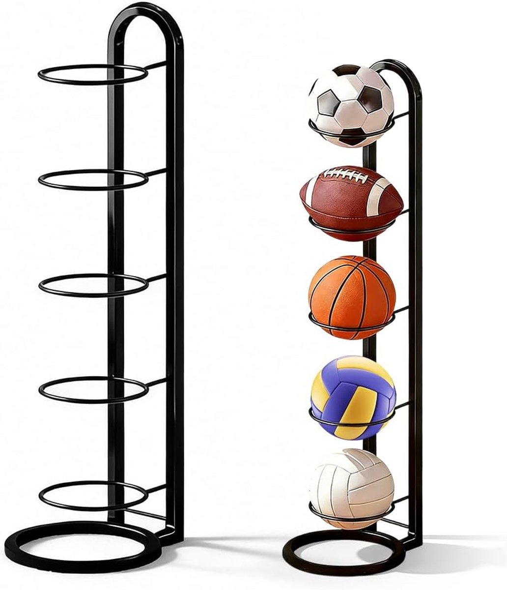 5-traps balstandaard & balhouder, staand, balrek voor voetbal, basketbal, volleybal, verticale balopslag van metaal - ShopVlot