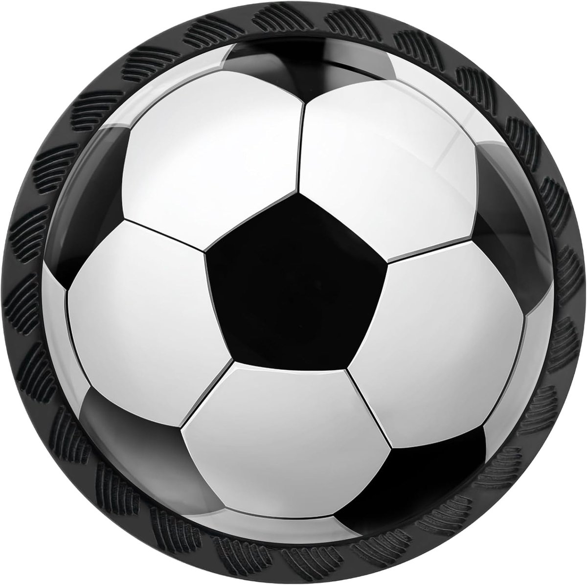 4 Pack Football Cabinet Knobs Round Drawer Pulls Classic Black White Football Knob Cabinet Door Handles Hardware for - ShopVlot