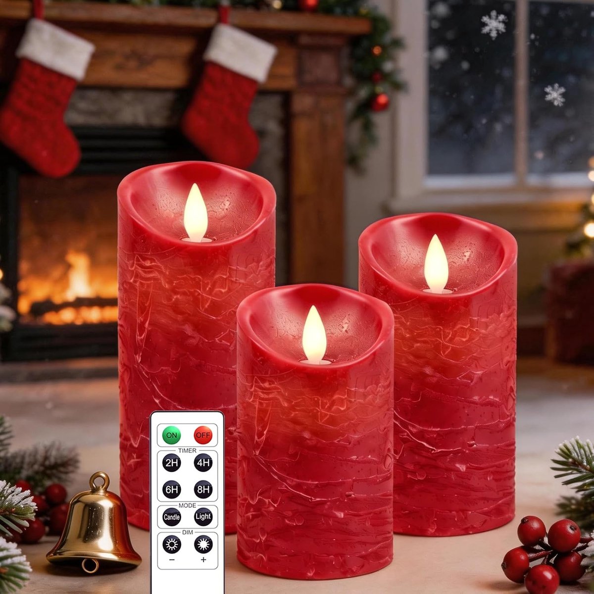 LED Candles [3-Piece Set] Flameless Candle Real Wash Flickering Dimmable with Battery Remote Control Christmas Candles - ShopVlot