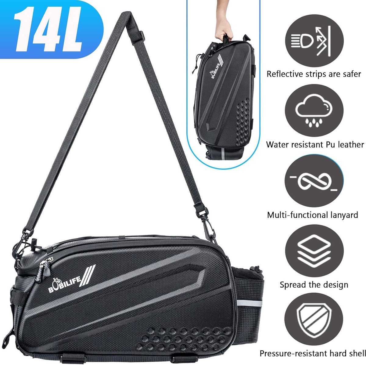 Bicycle Suitcase Luggage Carrier Bag - Waterproof Bike Travel Expedition Rack Cargo Helmet Carry Bag with Bottle - ShopVlot