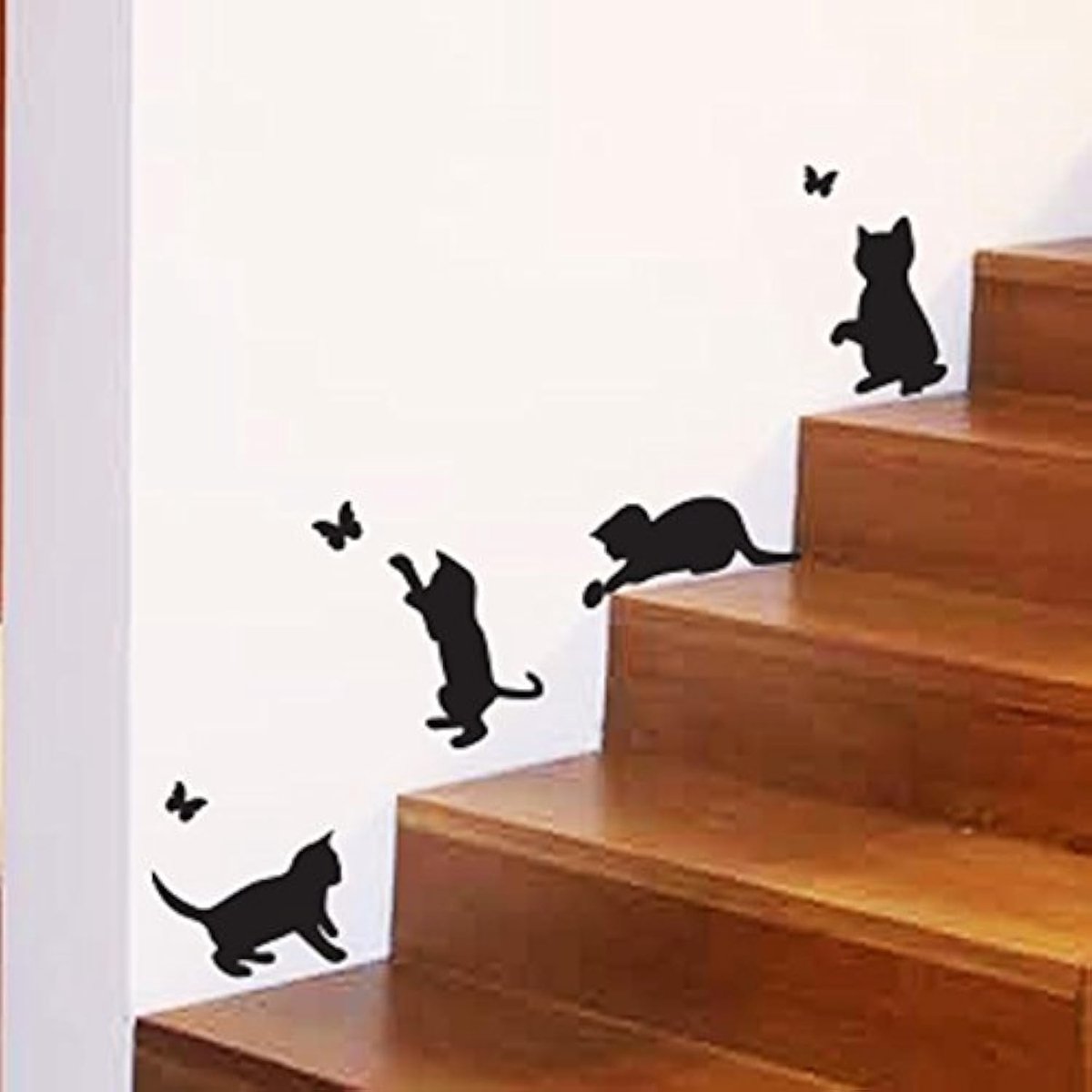 Playing Cats Butterflies Catching Home Vinyl Wall Sticker Decal Mural Kitchen Pets Wallpaper Decoration Children's Room - ShopVlot