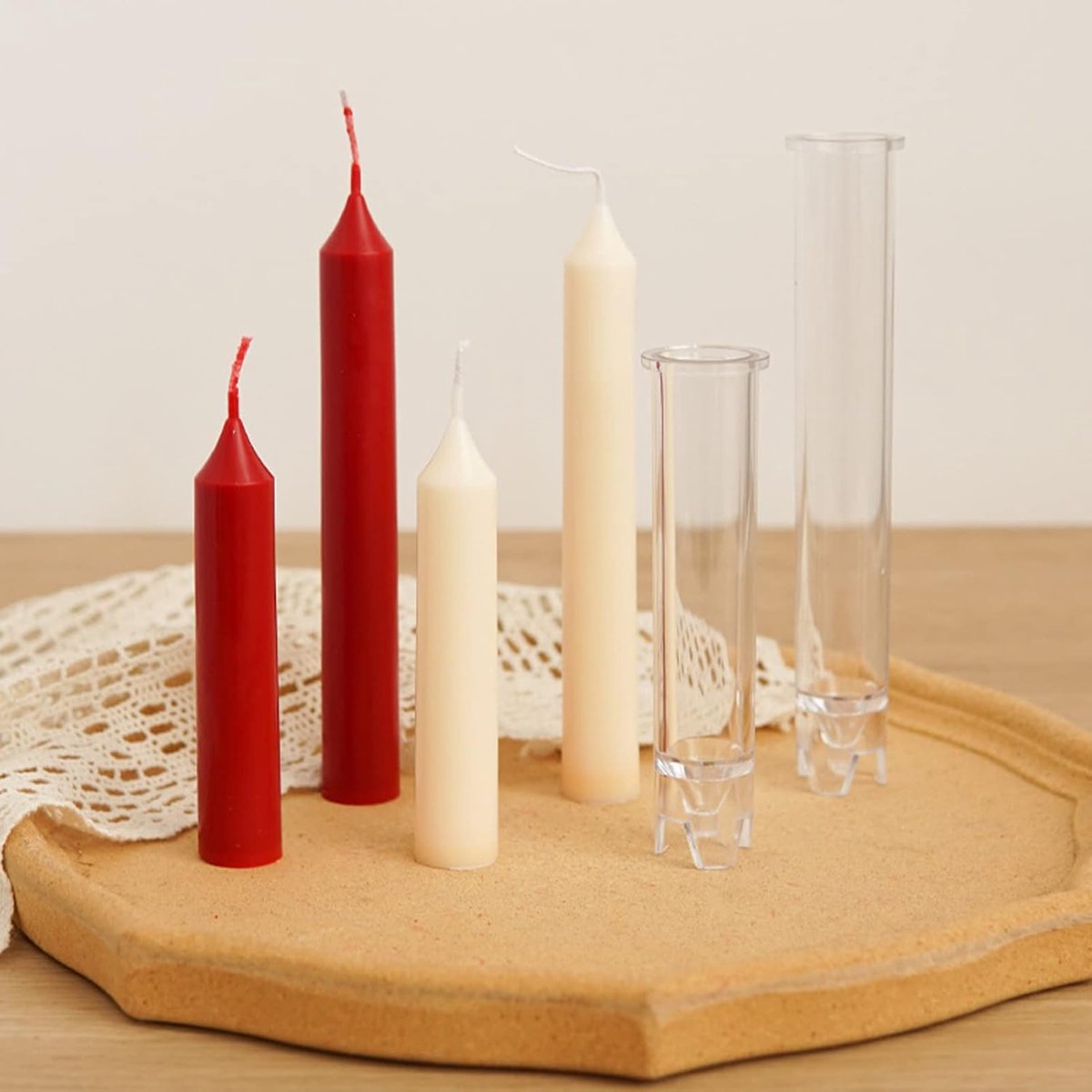 Candle Mould, 2 Pieces Candle Mould for Church, Christmas, Candlelight Dinner, Valentine's Day, Home Textiles - ShopVlot