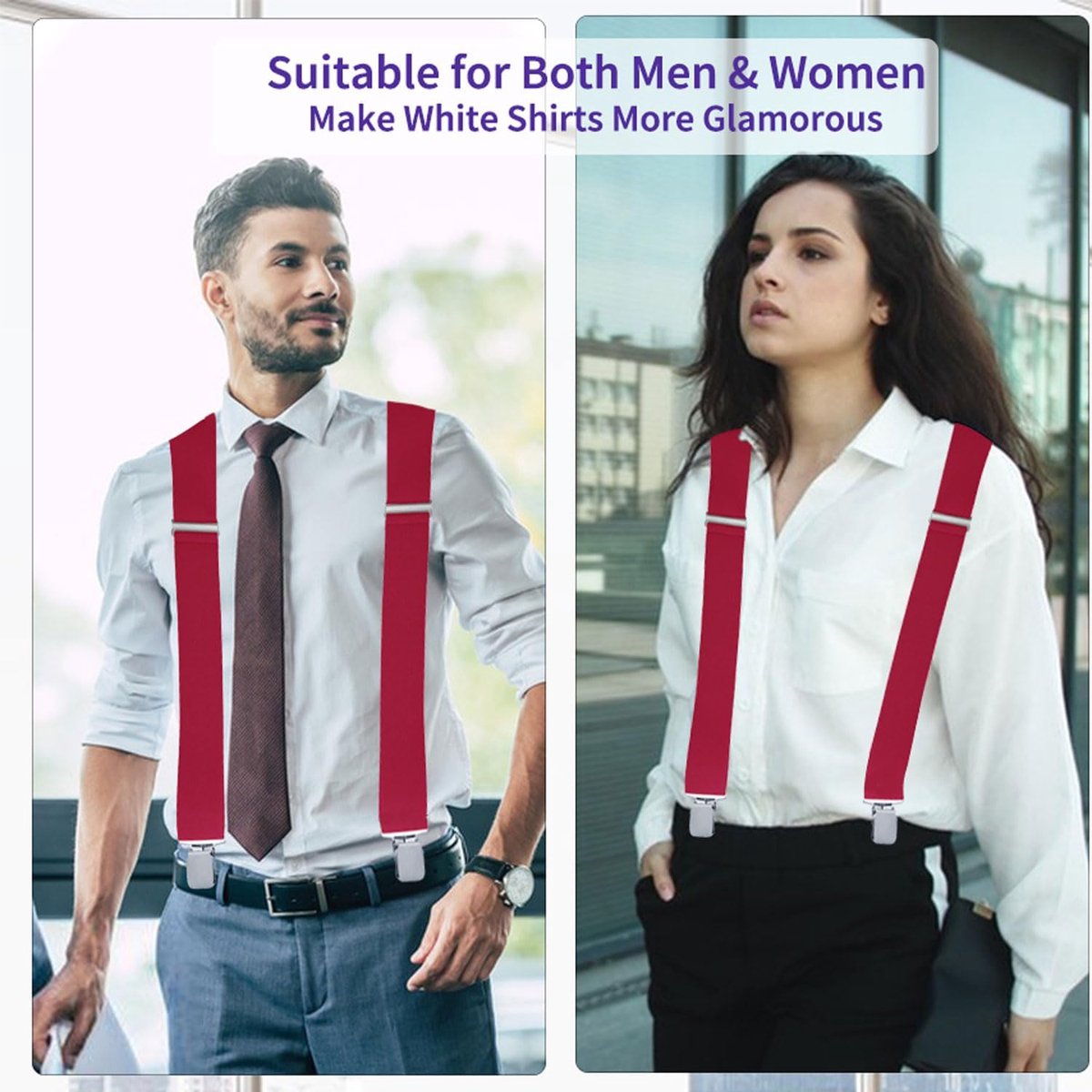 Braces For Men 5cm Wide, With Very Strong 4 Metal Clips - Suspenders X-Shape Design Adjustable to 110cm And Elastic - ShopVlot