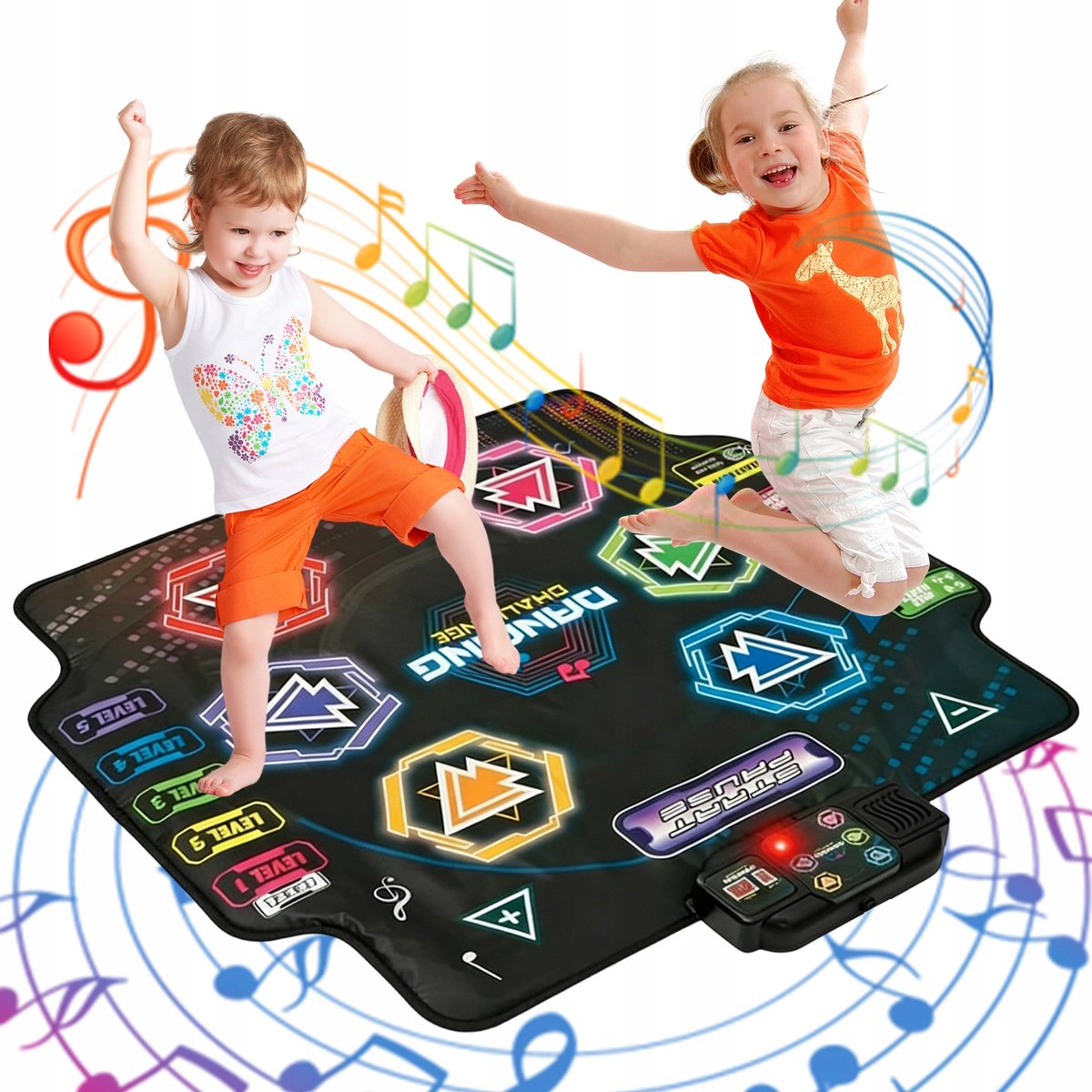 Dansmat - Muziekmat - Muzikale Speelgoedmat - Interactieve Spelletjes Voor Kinderen - Bluetooth - 5 Spellen & 6 LED's - Antislip - Voor Kinderen 3-12 Jaar - Educatief Speelgoed