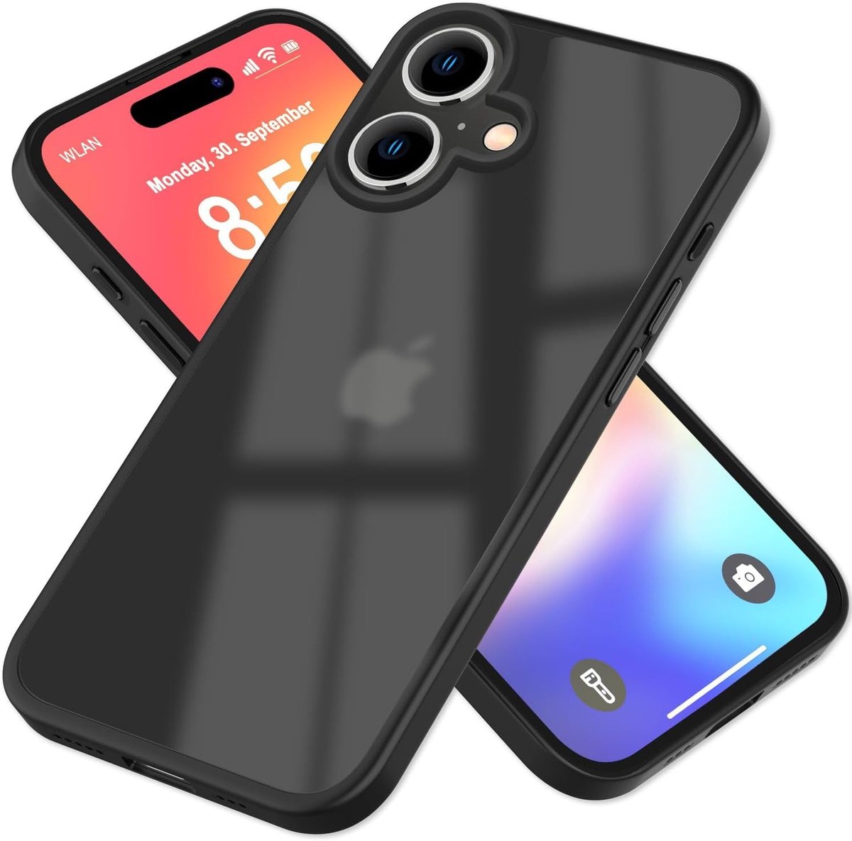 NALIA Matt-Clear Case Compatible with iPhone 16 Case, Semi-Transparent Hybrid Case, Hard-Cover & Silicone Frame, Fade - ShopVlot