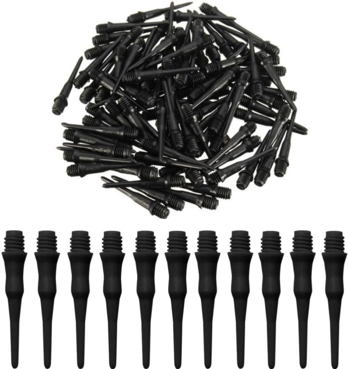 Pack of 100 stevige plastic dart tips - zachte zwarte kleur - dart accessoires