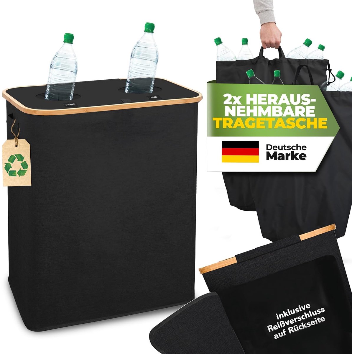Flessenverzamelaar 150 liter - 2 Compartimenten - Stabiliteitsfunctie - Praktische opbergruimte voor de keuken - ShopVlot