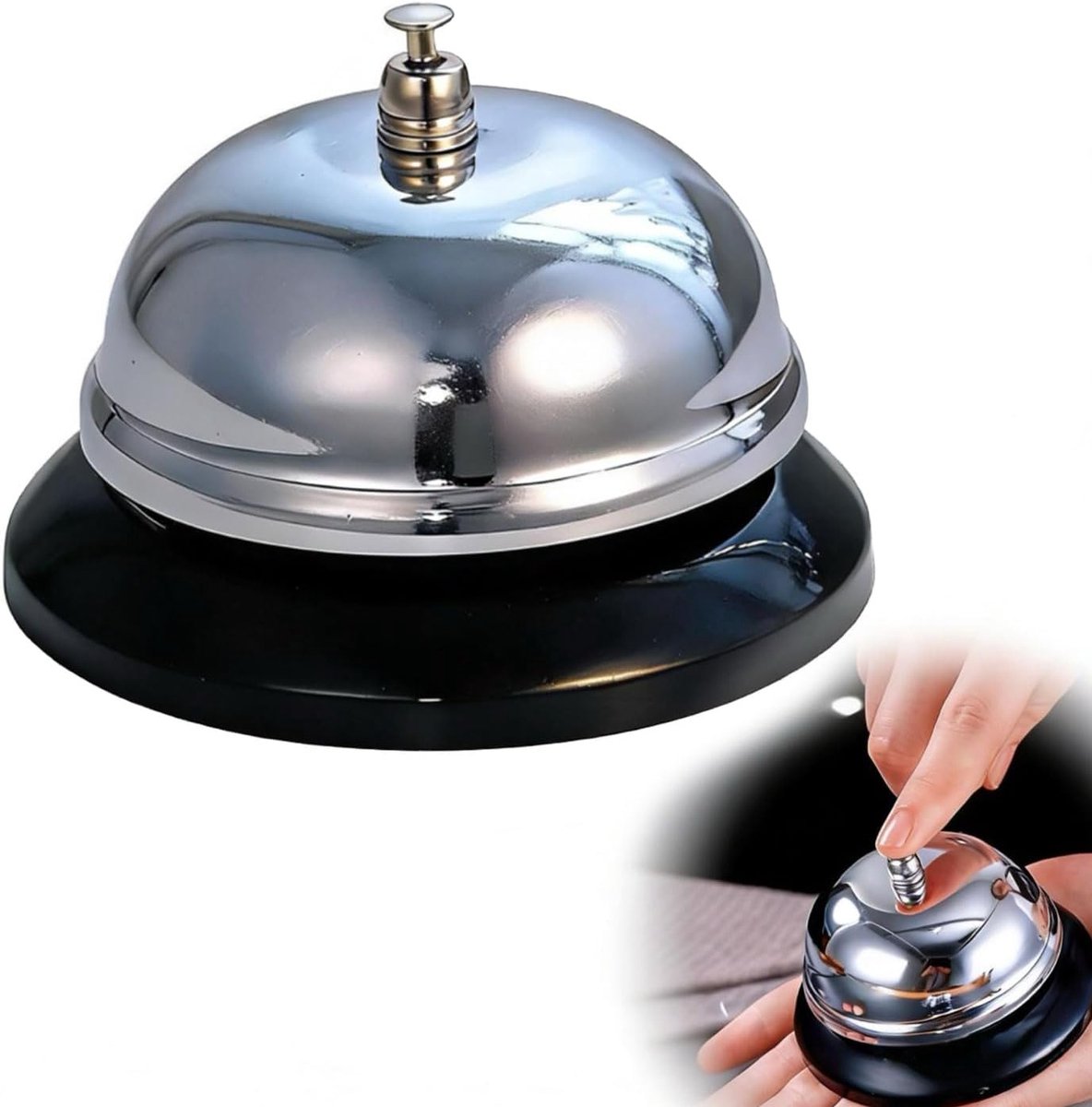 Tafeldbel - 8,3 cm - roestvrij staal - sterk en duurzaam - perfect voor horeca - ShopVlot