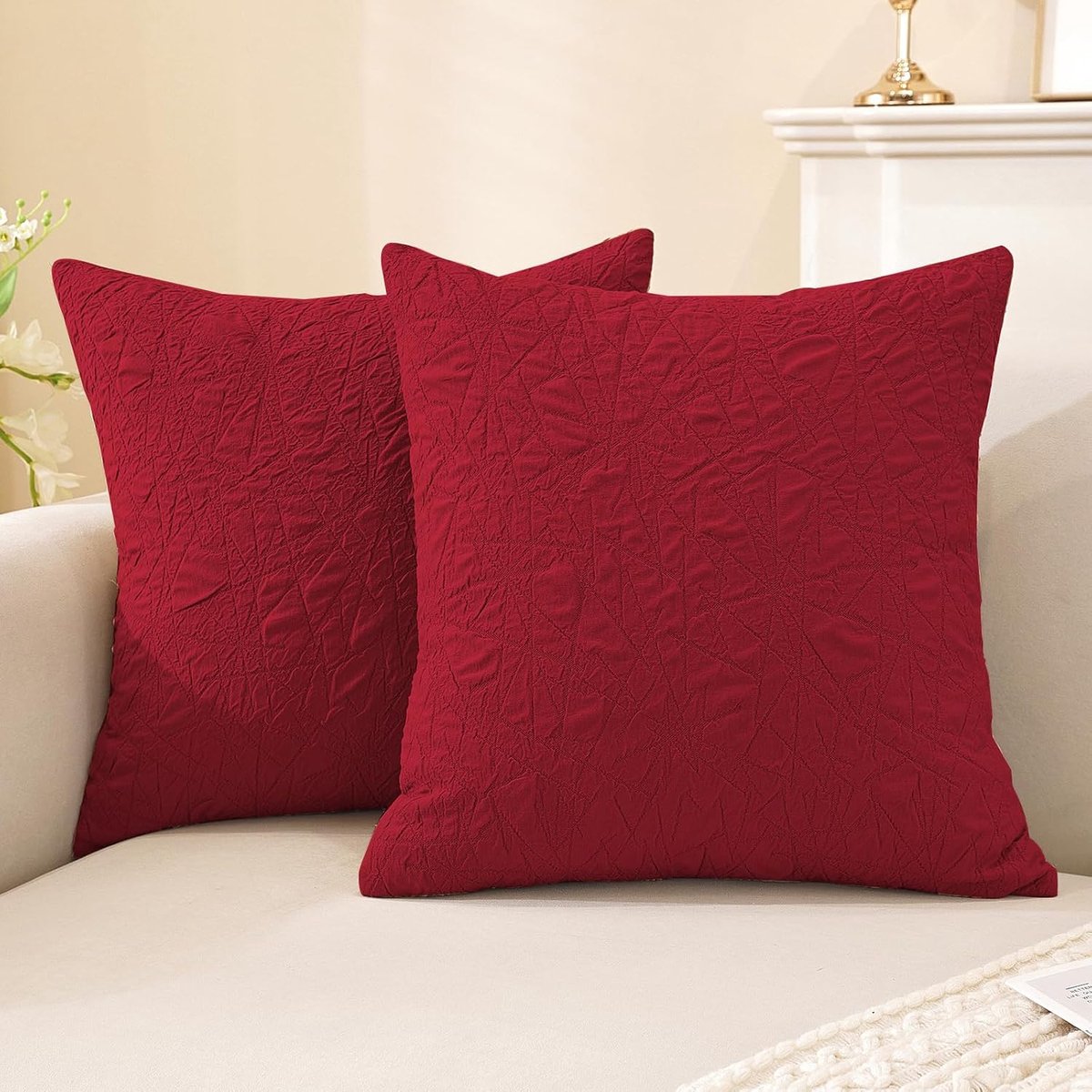 Kussenhoezen set van 2 - 40 x 40 cm - bordeauxrood polyester - modern en comfortabel voor woonkamer - ShopVlot