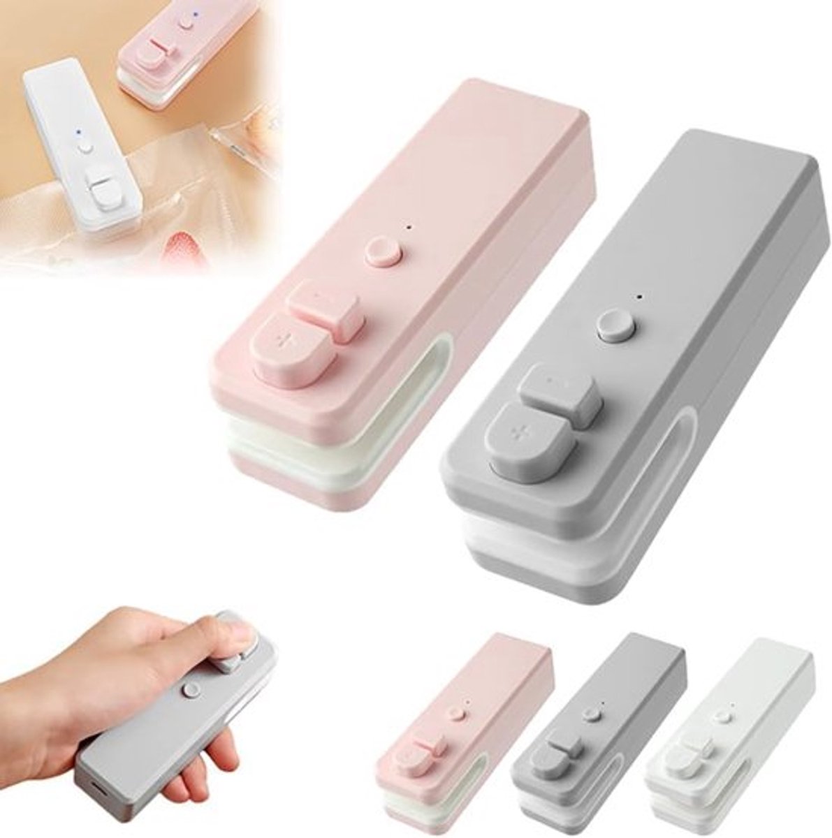 Kleine sluitmachine - Sluitclips - vacuum sealer - 2 stuks - sluitclips voor zakjes - zakafsluiters - Heat Sealer - vacuümsealer - vacuum sealer machine - Zakjes Sealer - sluitmachine voor snacks - veelkleurig