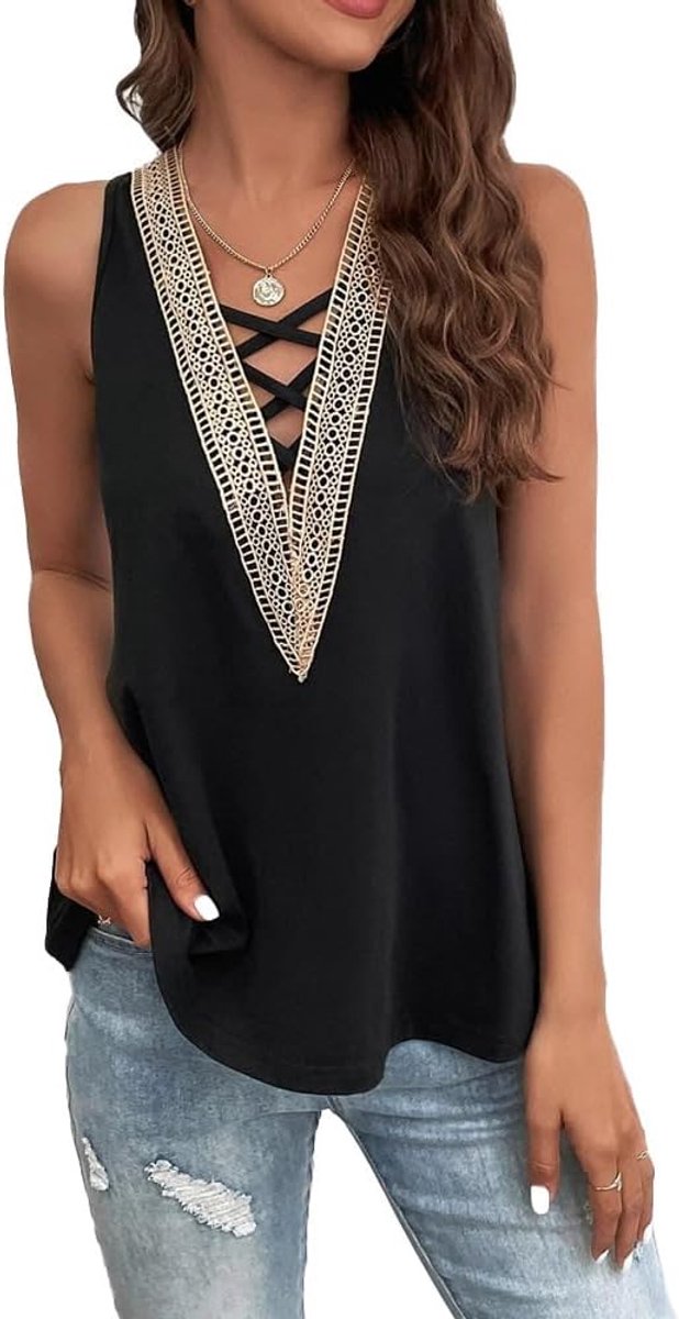 Dames Tanktop V-hals M - Zomerblouse Casual - Elegant en Sexy - Ideaal voor warme dagen - ShopVlot