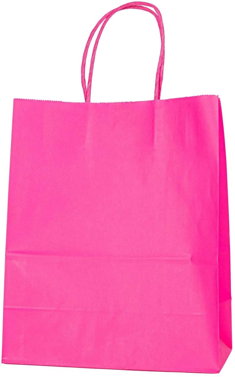 Papieren Draagtas - 60 Stuks -Hot Pink- 22x27x11cm - Papieren Tasjes - Kraft Tas - Tassen - Cadeau Tas - Hoogwaardig Kraft Papier - Eco-vriendelijk - Ideaal voor Geschenken - Lasentopack