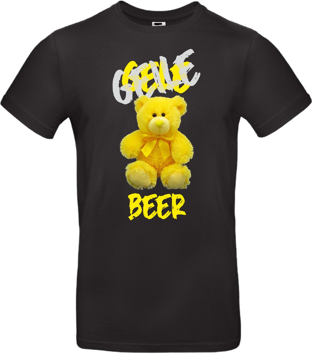 T-shirt zwart met opdruk van gele (geile) beer maat XL van Shirtmakelaar