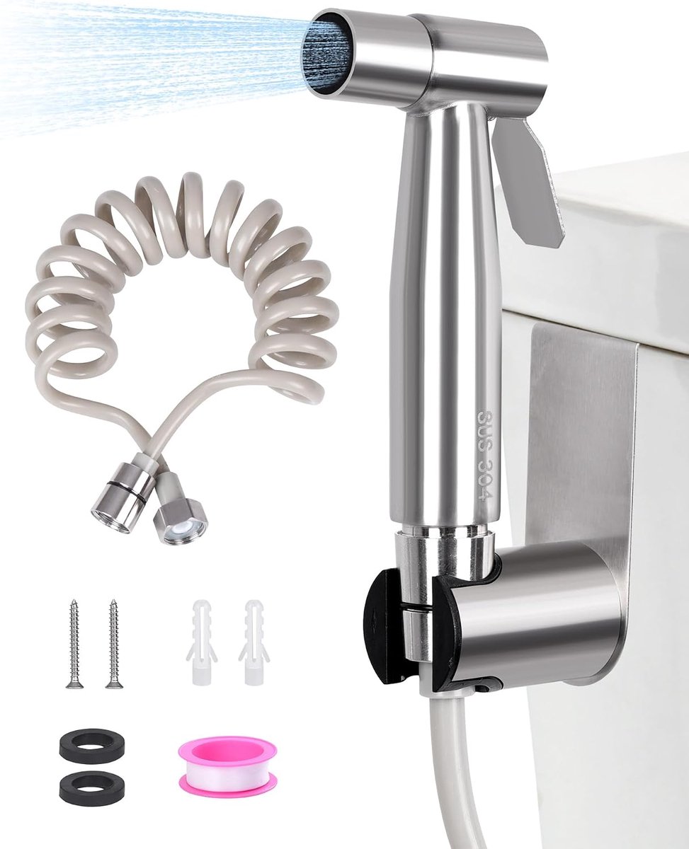 Toilet Hand Shower for Toilet Bidet, Hand Shower, Toilet with Water Tank Hook + Flexible Telescopic Shower Hose - ShopVlot