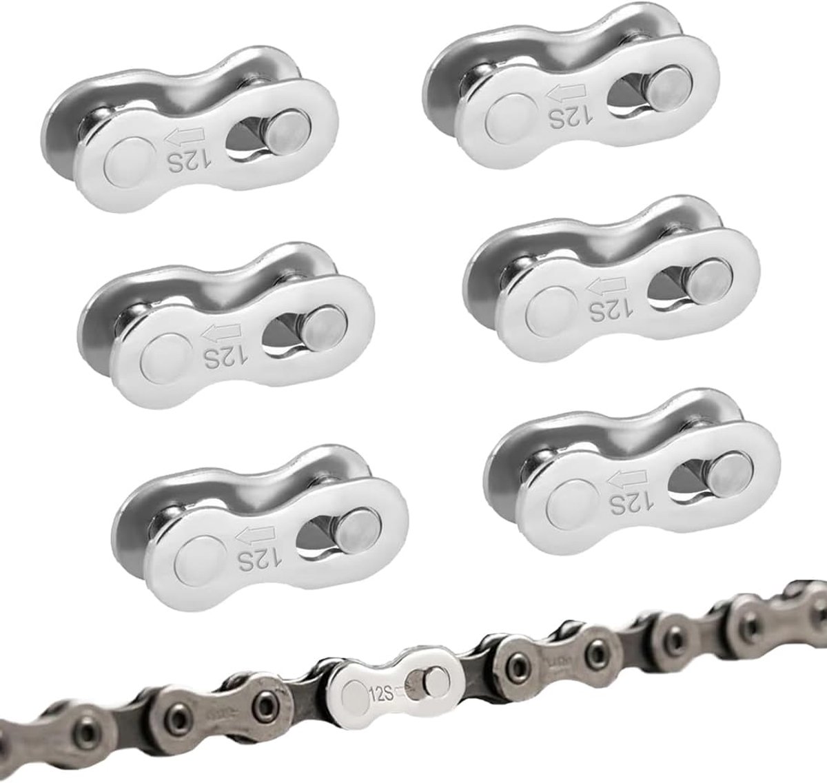 6 Paia Falsa Maglia Catena Bici In Acciaio Carbonio, Maglia Rapida Per Catena 10 Velocità, Argento - ShopVlot