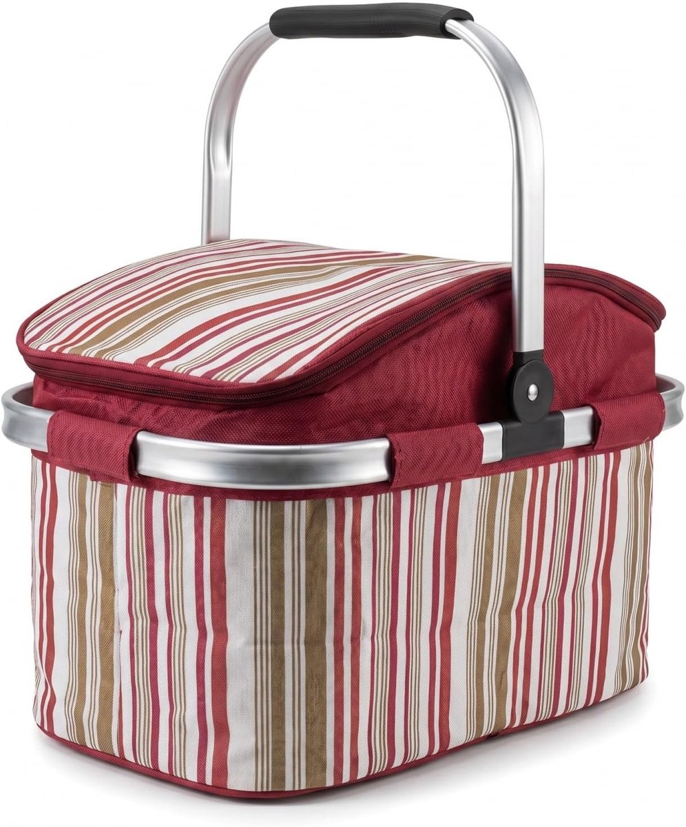 Opvouwbare Koelmand - Grijs - 43 x 23 x 28 cm - Isotherme Koeltas met Aluminium Frame - Voor Picknicks en Boodschappen