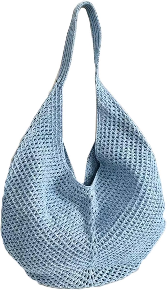 Knitted Shopping Bag, Soft Crochet Bag, Spacious Summer Tote and Beach Bag, Handmade Crochet Bag and Boho Beach Bag - ShopVlot