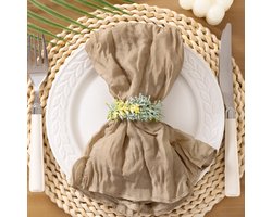 MLMW Boho Servetten Doek Set van 10 Nude Bruin Tafellinnen Diner Stof Doek Servetten Bulk Wasbaar 16,5 "x 16,5 cm voor - ShopVlot