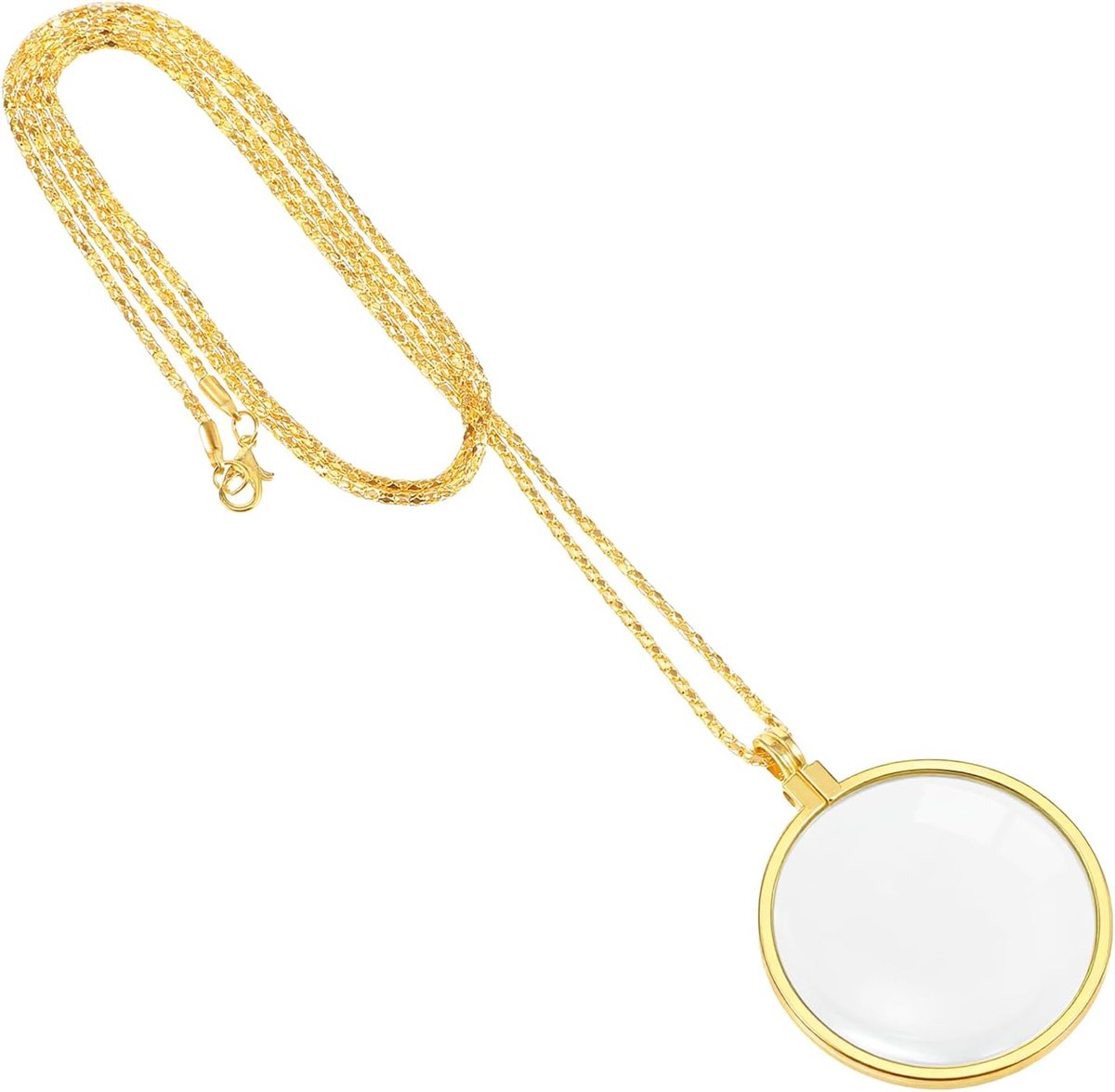 1 x Mini Monocular Magnifier, 5 x Magnifying Chains, Vintage Magnifier, Hanging Metal Pendant, Gold Hanging Magnifier - ShopVlot