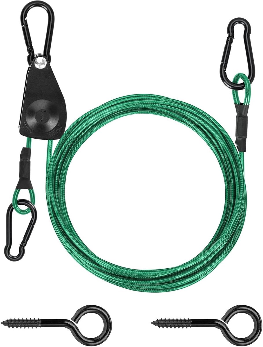 TooTaci Intrekbare waslijn buiten, 5M draagbare waslijn - 5 mm PVC gecoate stalen waslijnkabel met zelfvergrendelende - ShopVlot