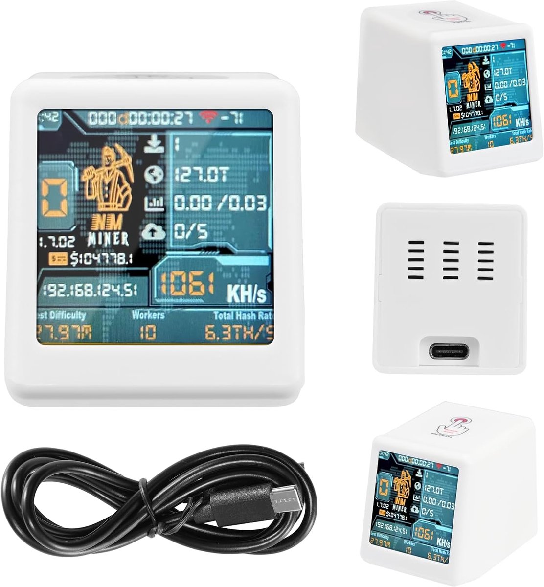 Nerdminer V2 Bitcoin Miner, 1060 KH/s Nerd Miner V2, Intelligent Display with ESP32 and Table Clock, Bitcoin Miner - ShopVlot
