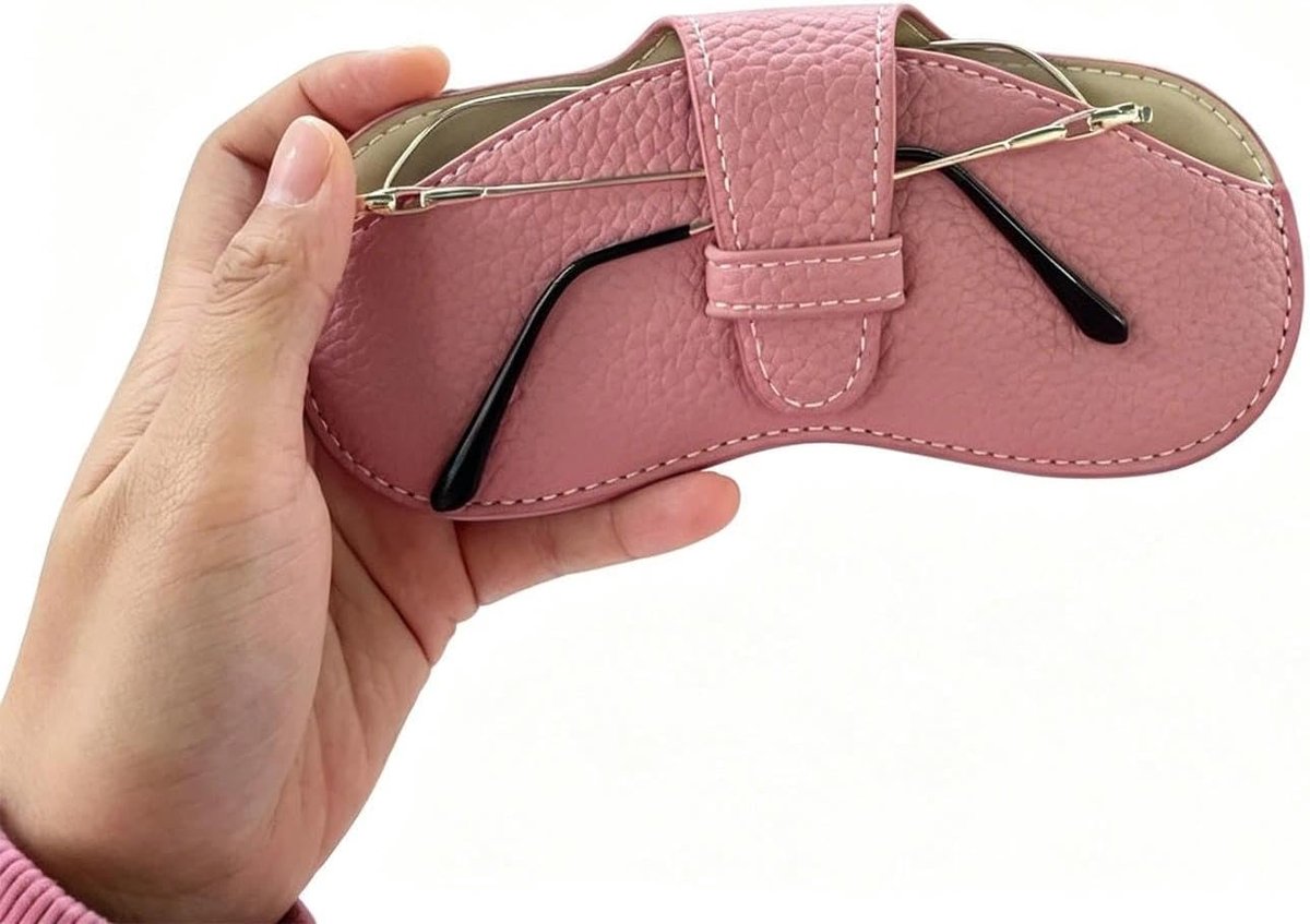 2PCS Zacht Lederen Bril Hoesje voor Vrouwen - Luxe Zonnebril Zak met Microvezel Voering - ShopVlot