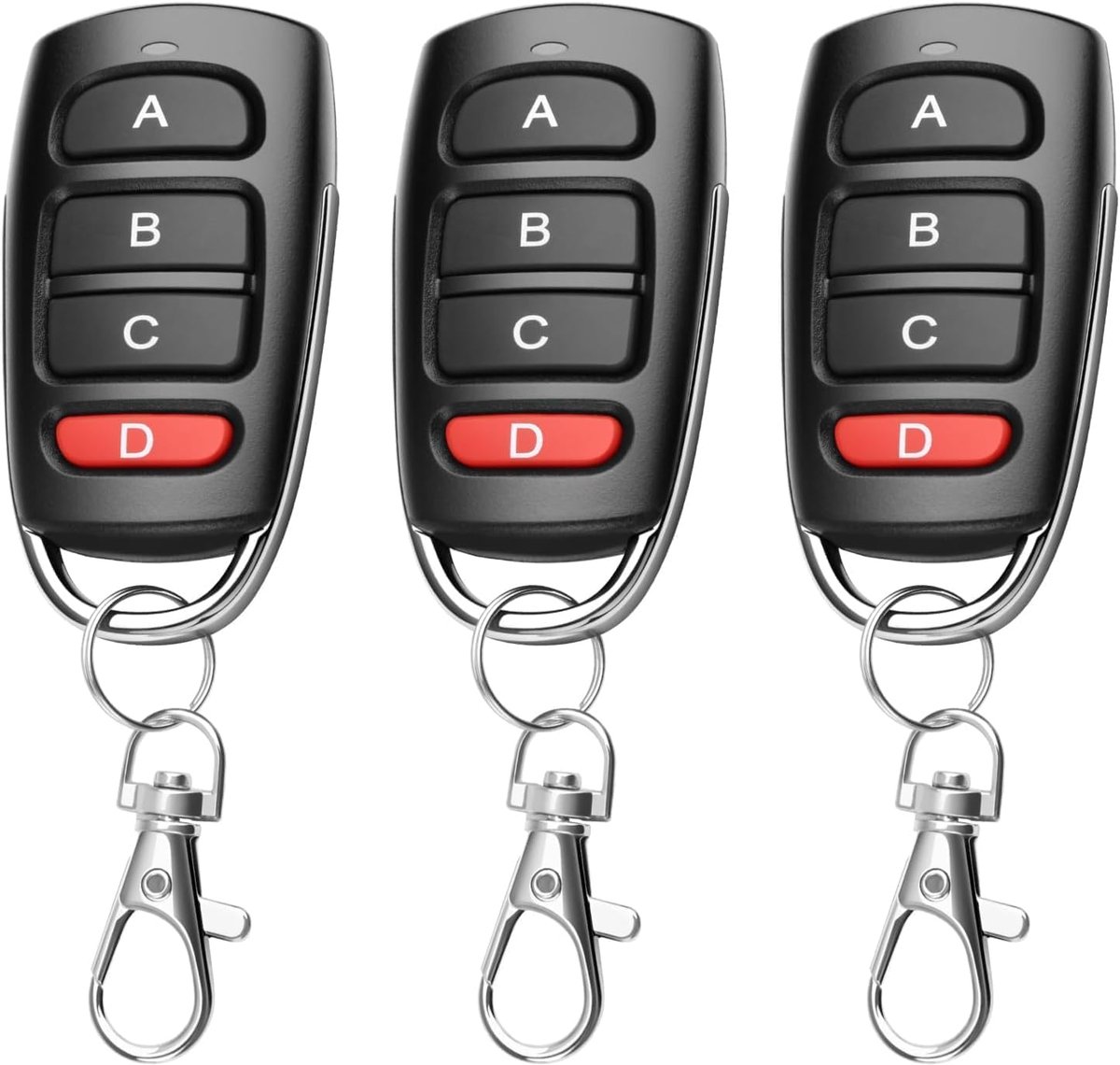 3 x universele garageafstandsbediening, 433 MHz, 4 toetsen voor deur en breker, vaste code, duplicator, bereik 50 m - ShopVlot