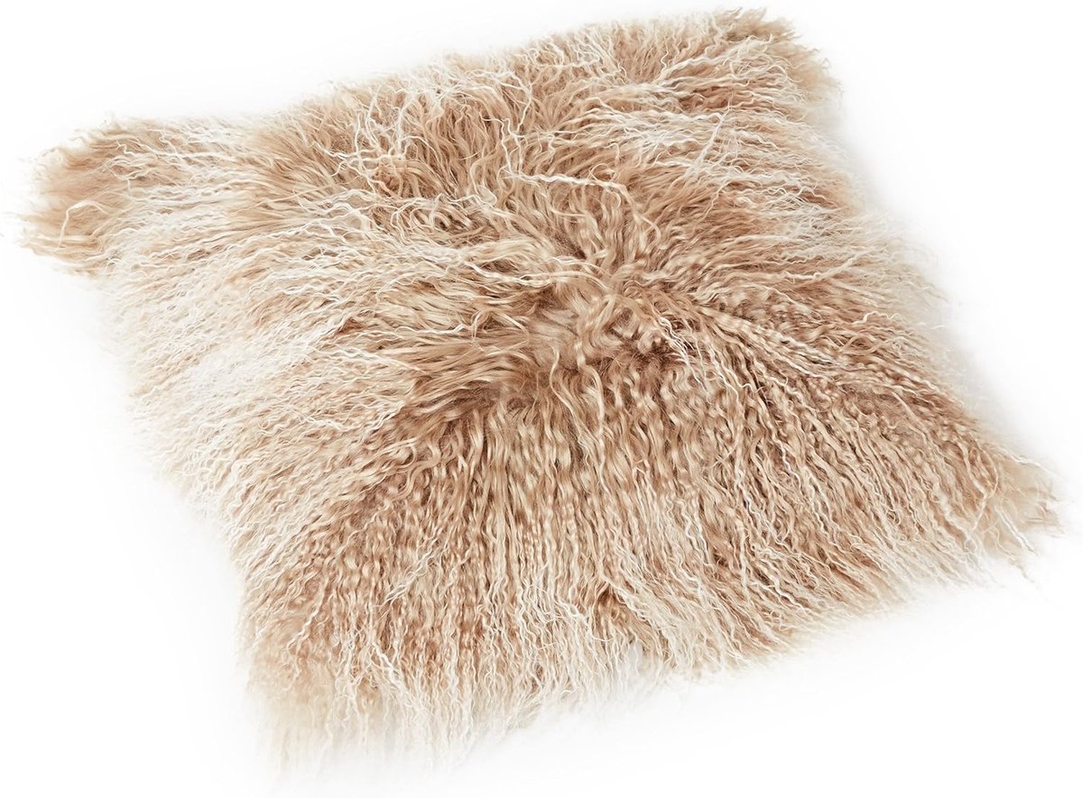 Reissner Lammfelle Real Mongolian Sheepskin Pillow Pillowcase 30x30cm (wide variety of colors) JAY107 color beige - ShopVlot