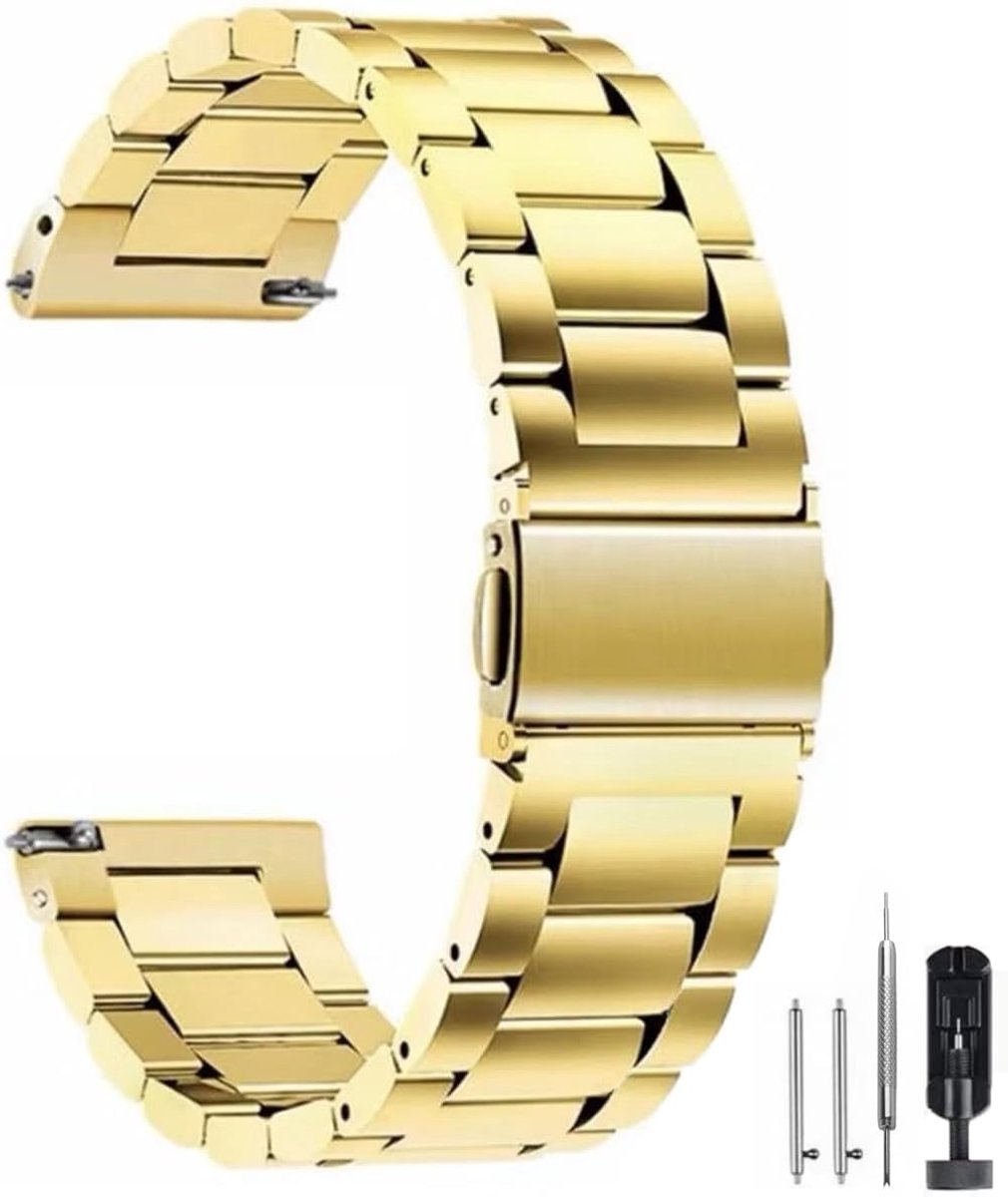Watch Straps Metal of Stainless Steel with Quick Release Clasp, Available in Sizes 16mm 18mm 20mm 22mm 24mm Brushed - ShopVlot