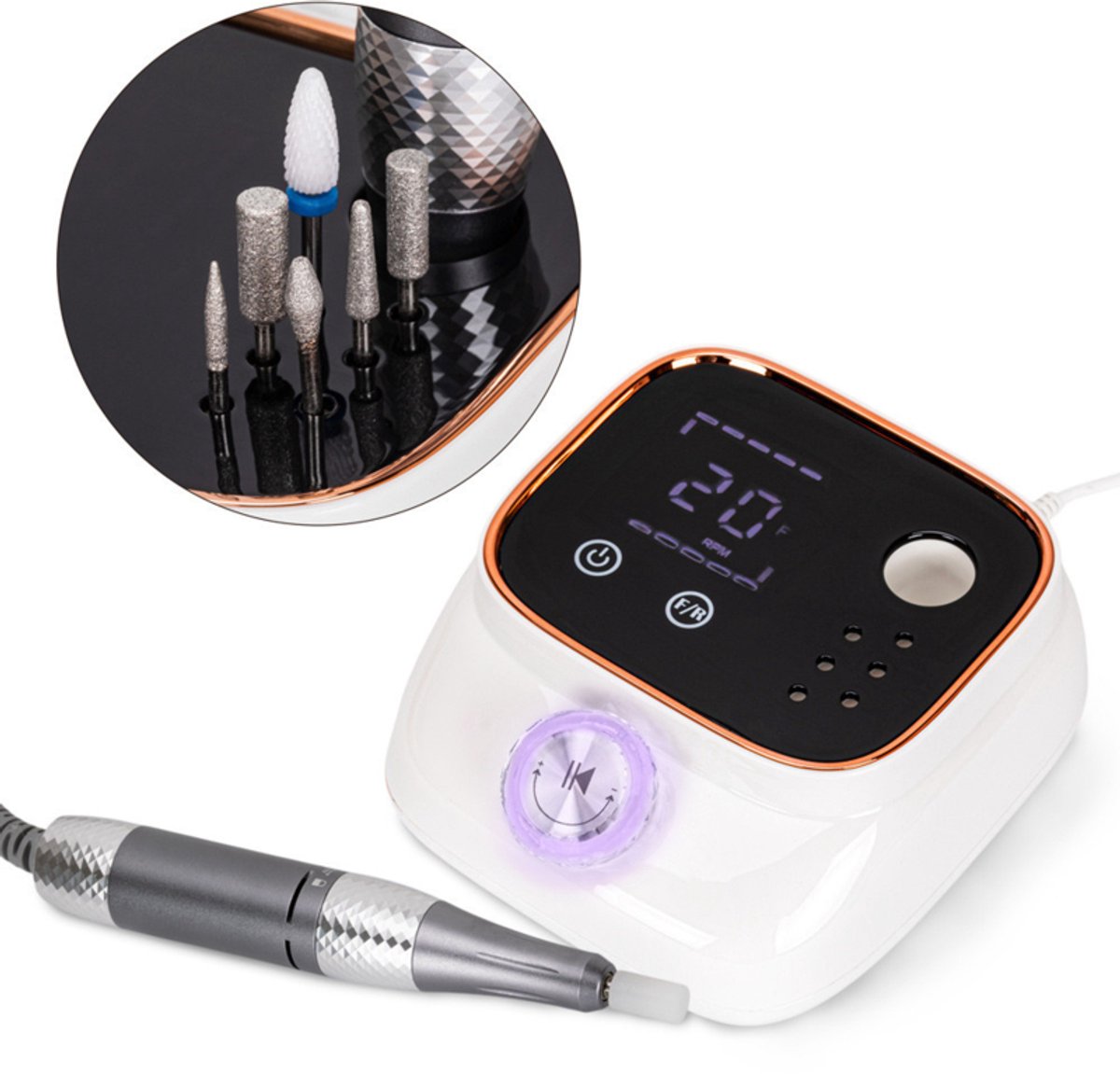 Nagelfrees 50W - Wit - 45.000rpm - Nepnagels - Kunstnagels - Nagelapparaten - Nagelaccessoires - Nagelstyliste - Nagelstudio - Electrische vijl