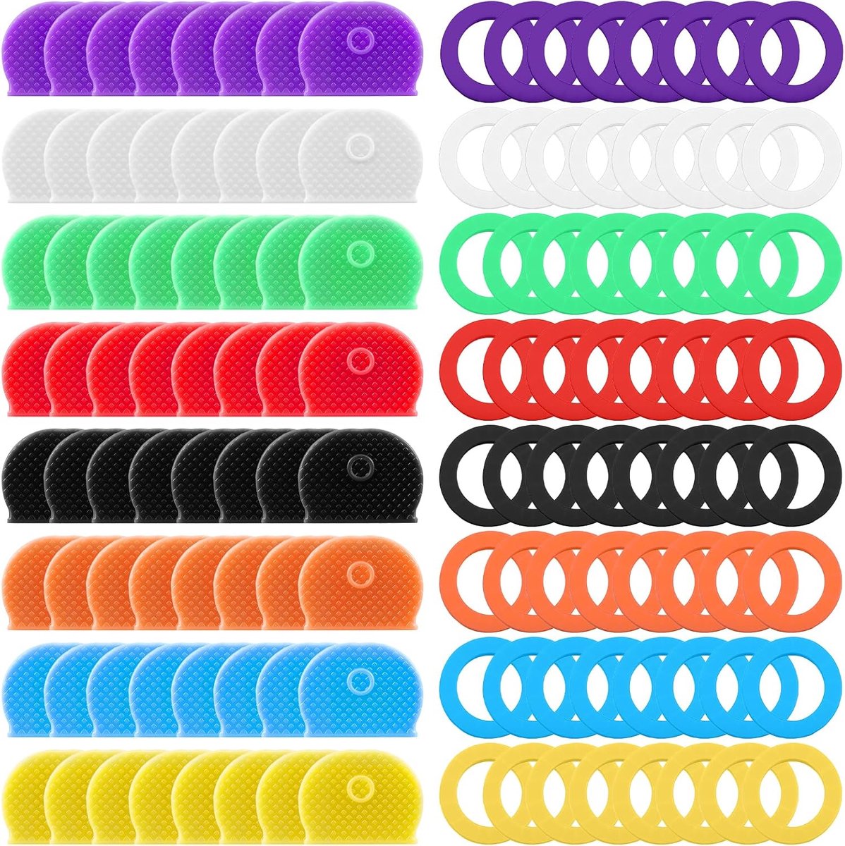 64pcs Key Caps Key Caps Key Marker Set Round Square Flexible Silicone Key Chains for Easy Identification of Flat House - ShopVlot