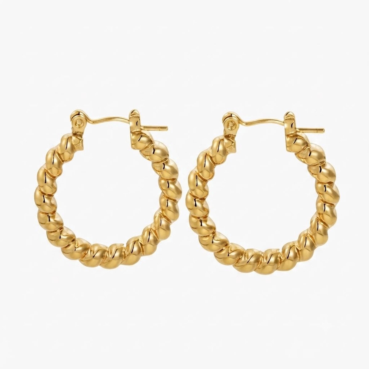 Goudkleurige Oorringen Dames – Gedraaide Oorbellen – 316L Chirurgisch Staal – 25 mm – Gouden Oorbellen Dames