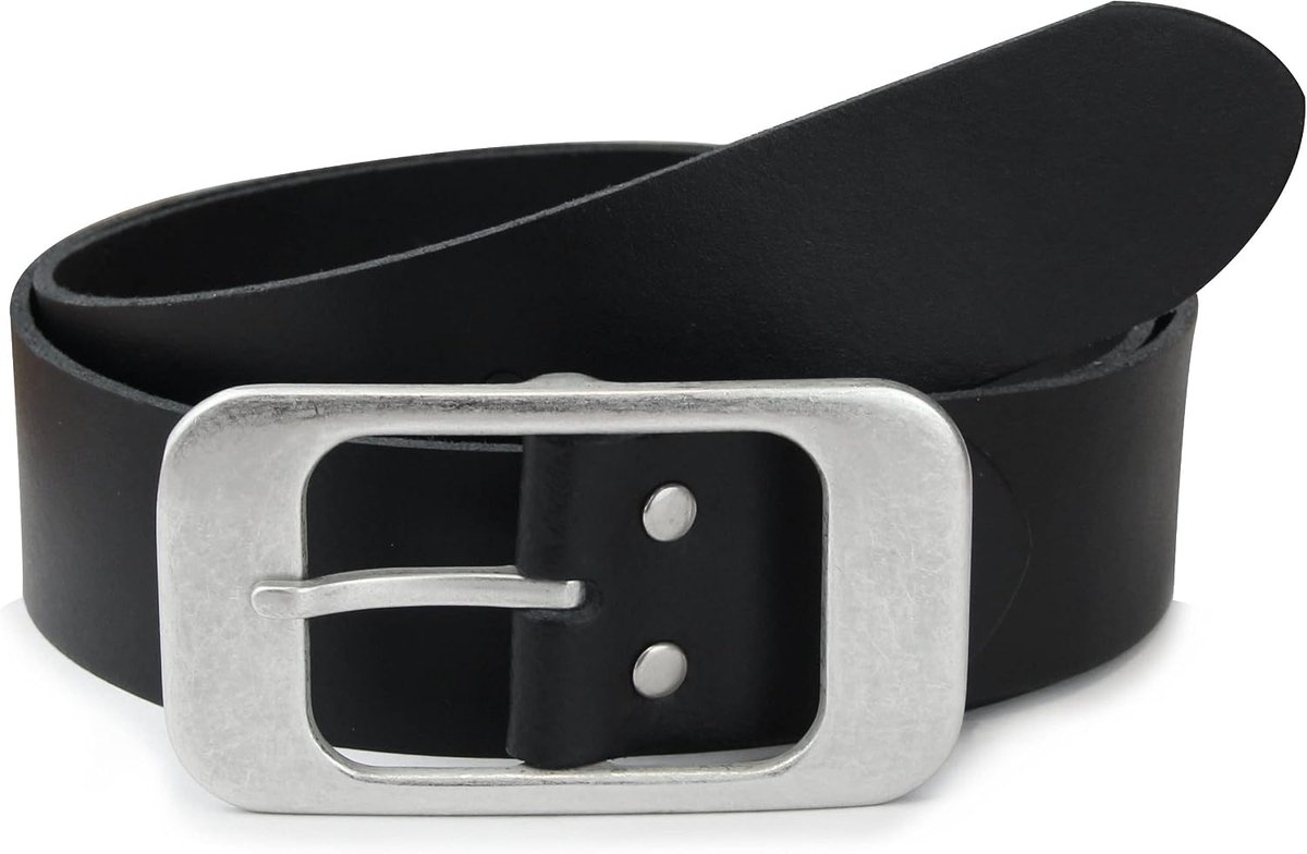 Leather belt MADE IN GERMANY, belt for men and women, 3.8 cm wide, black - ShopVlot