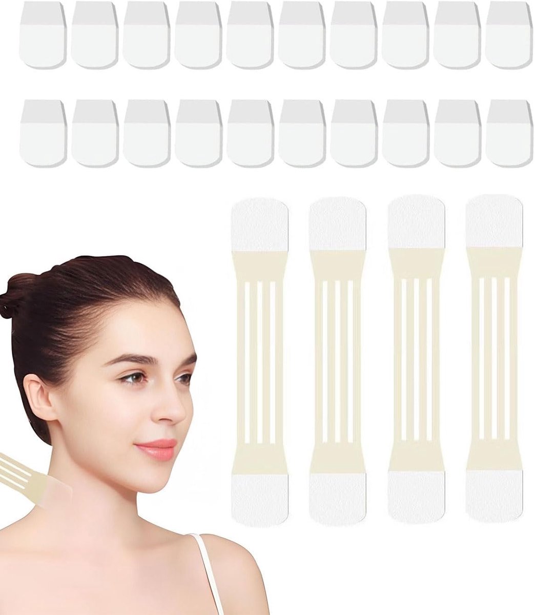 24 stuks Onzichtbare Lifting Tape, Nackenlift-Sticker Heft Schlaffe Haut direct aan, 20 Patchs Invisibles + 4 - ShopVlot