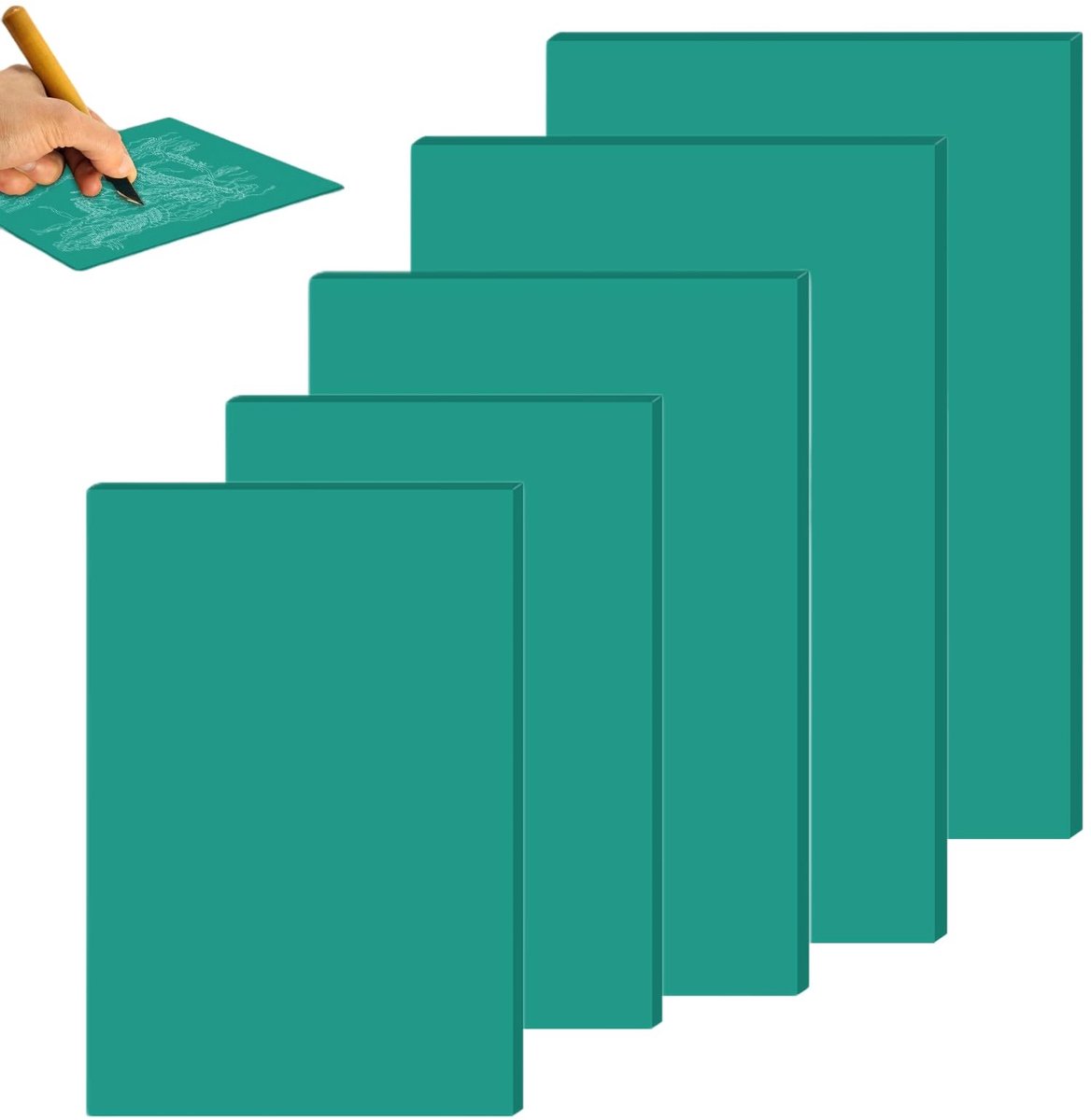 Solidchoice - Set van 5 Zachte Rubber Linoleum Snijplaten voor Creatieve Projecten